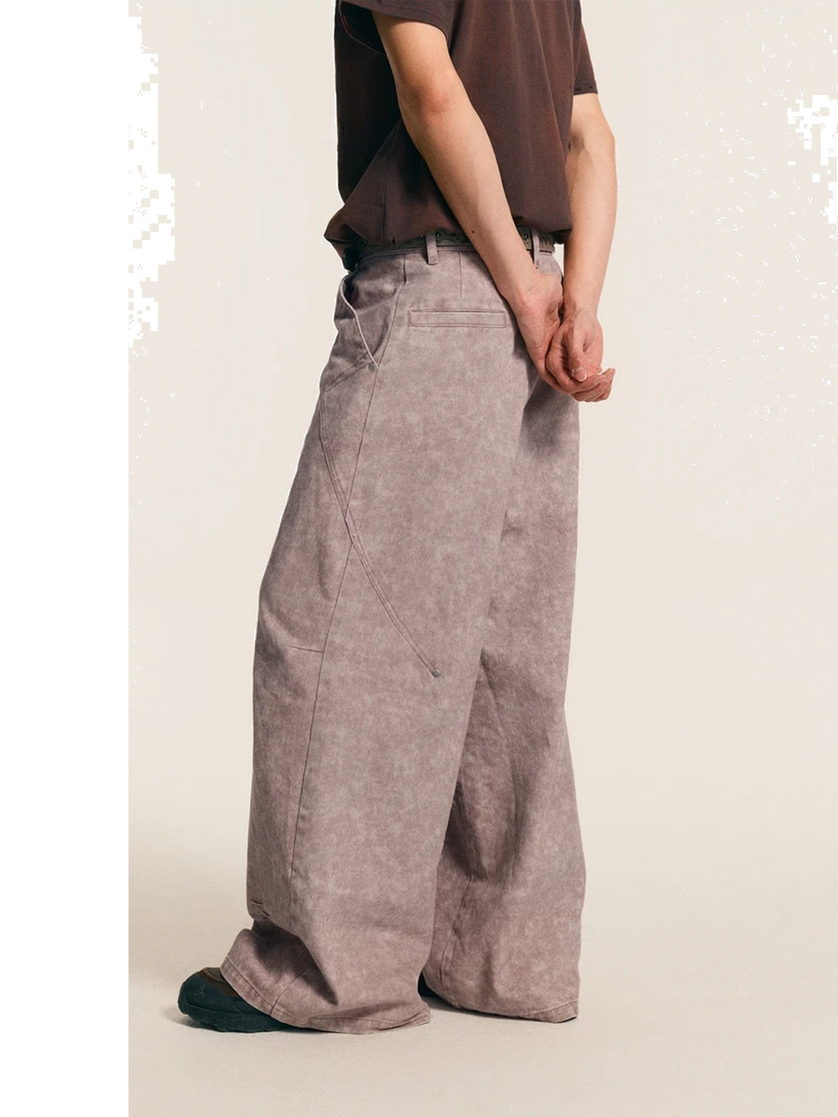 Washed Distressed Wide-Leg Cargo Pants product image