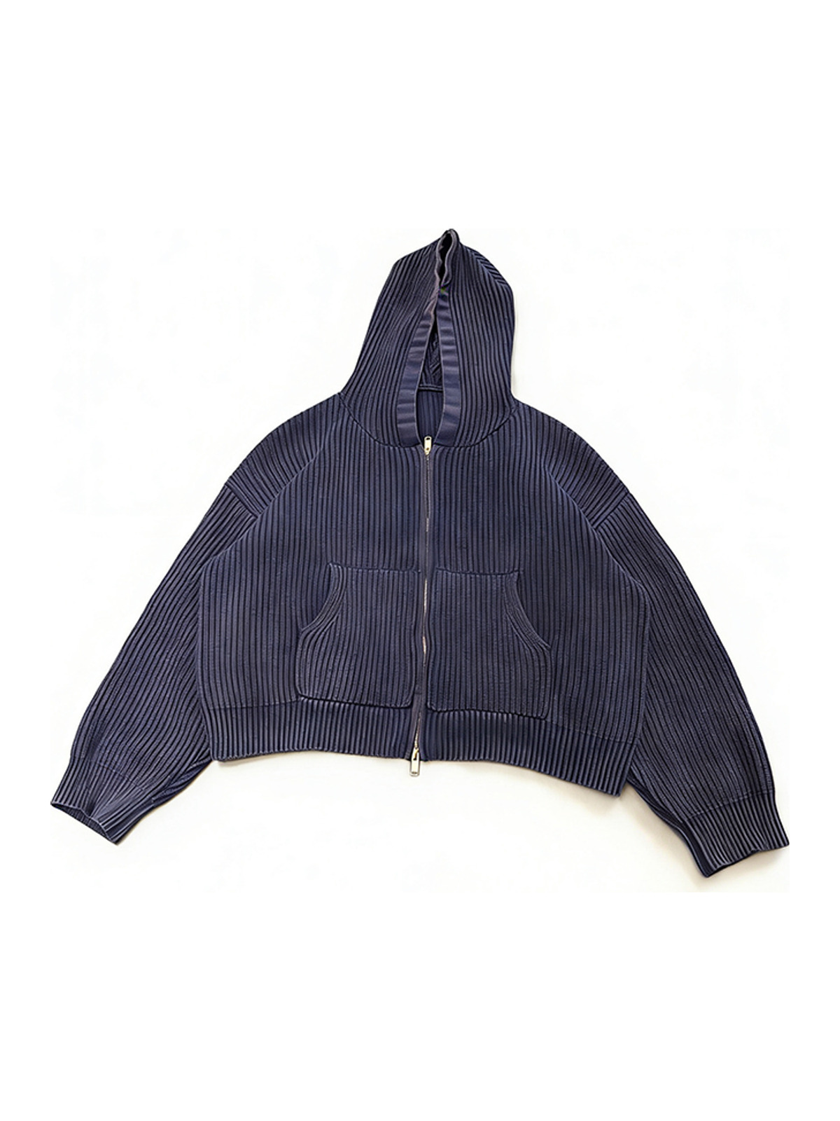 Ace Jolun. Washed Navy Cropped Zip Hoodie product view 1