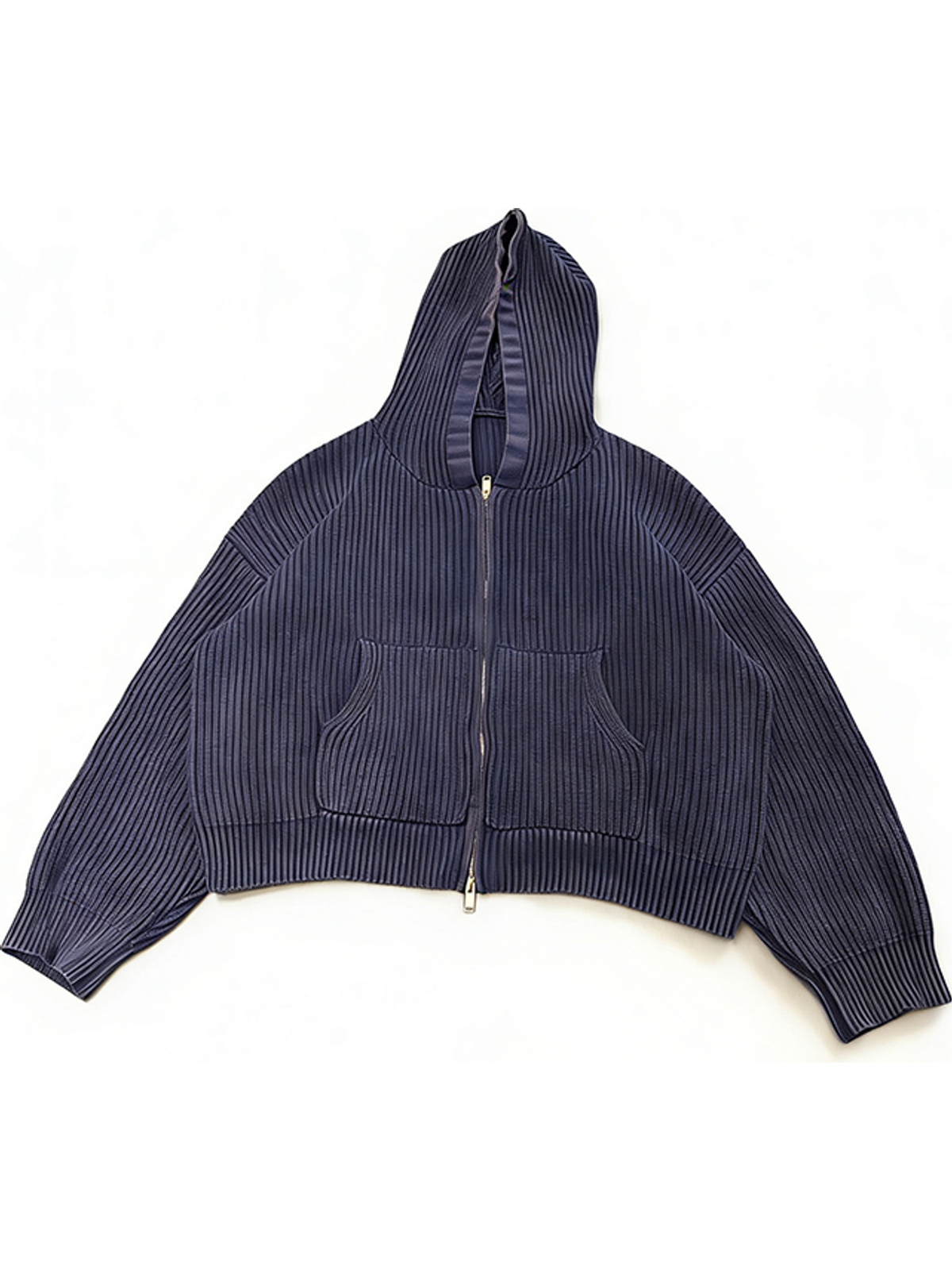 Ace Jolun. Washed Navy Cropped Zip Hoodie product view 2