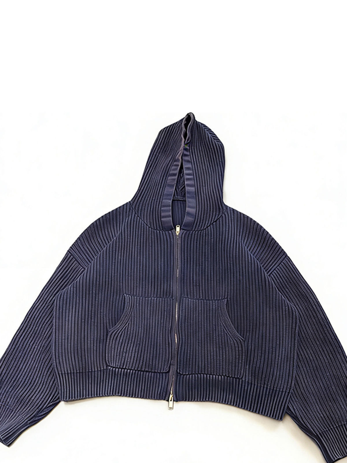 Ace Jolun. Washed Navy Cropped Zip Hoodie product view 3