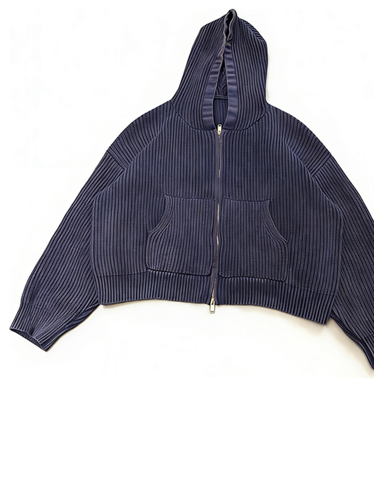 Ace Jolun. Washed Navy Cropped Zip Hoodie product view 4