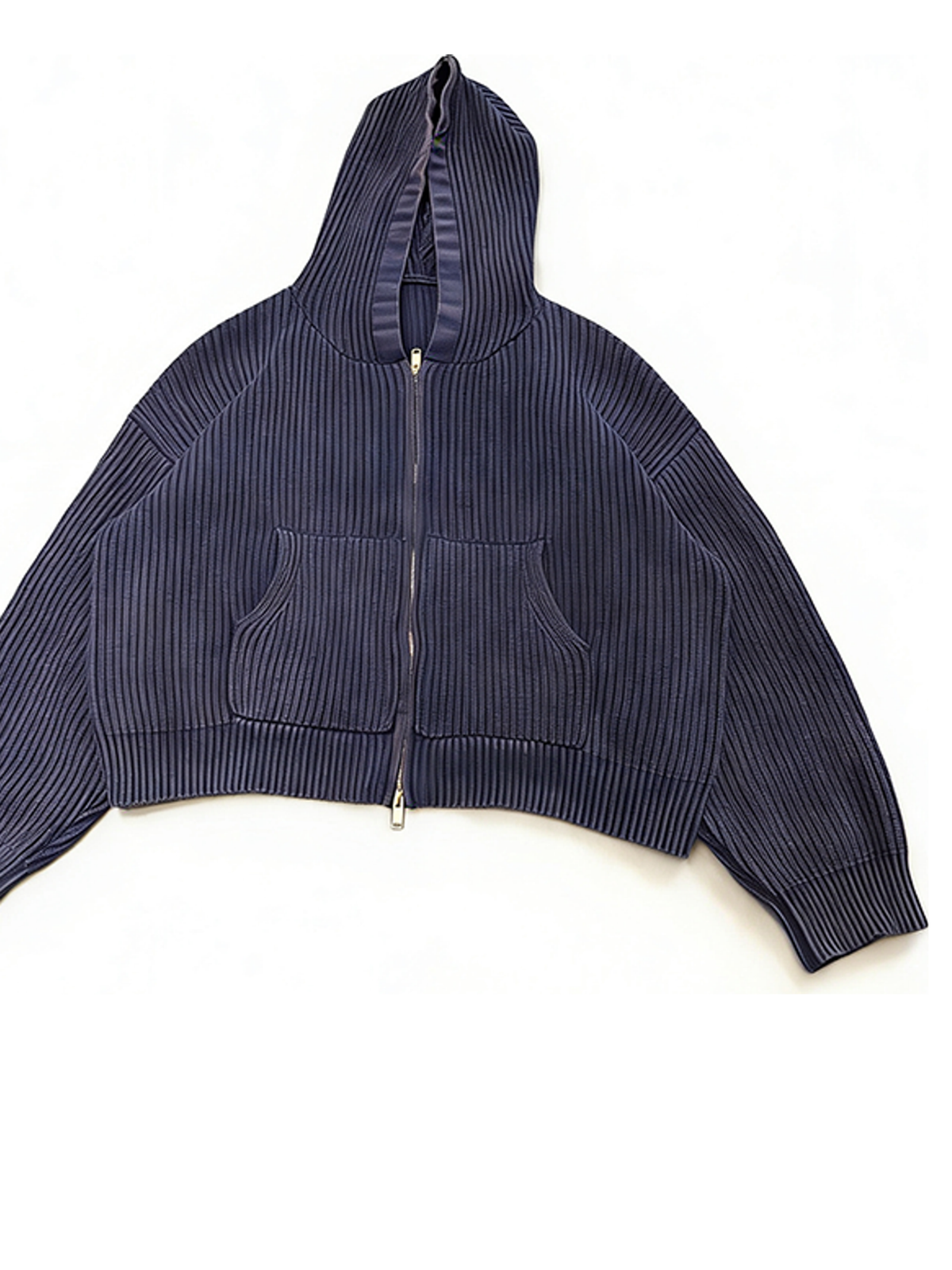 Ace Jolun. Washed Navy Cropped Zip Hoodie product view 5