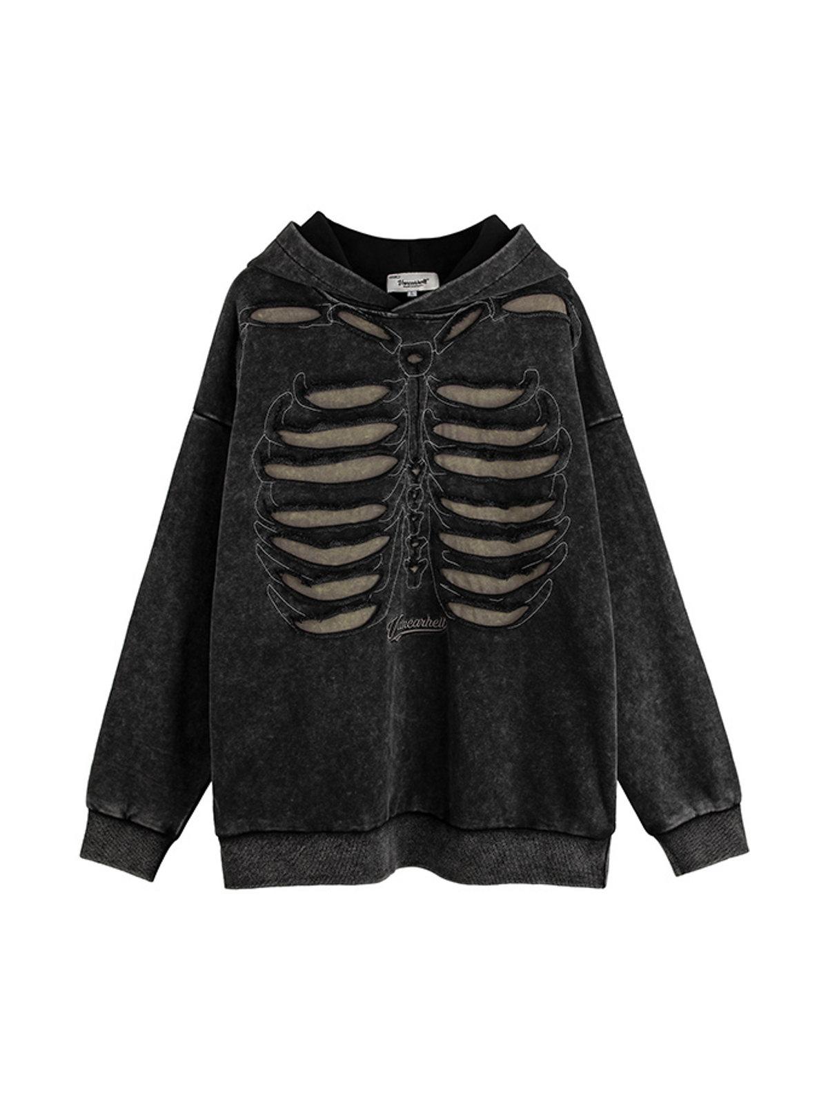 Ace Jolun. Washed Skull Embroidered Heavyweight Hoodie product view 1