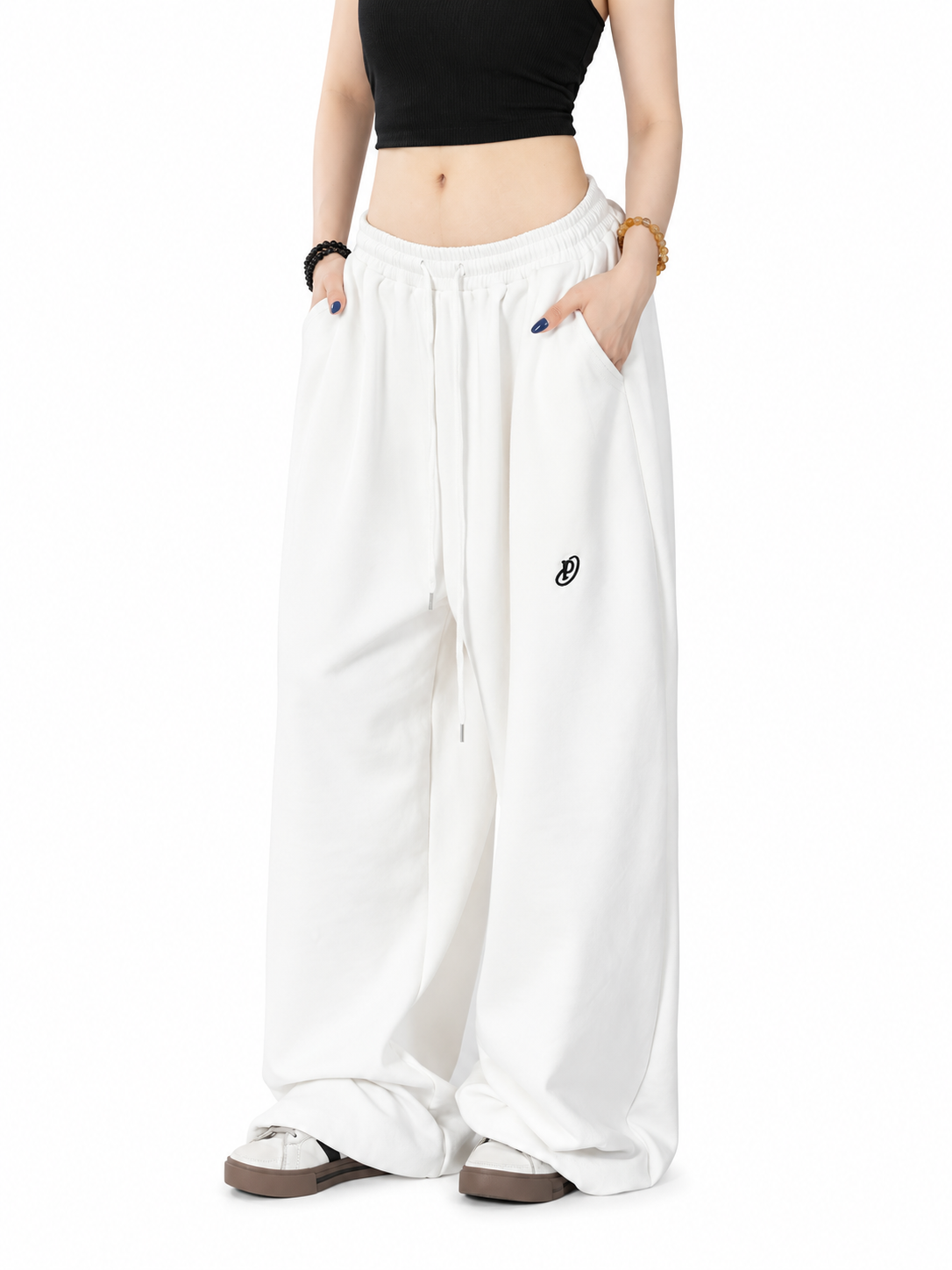 Ace Jolun. White Heavyweight Hip-Hop Pants product view 1