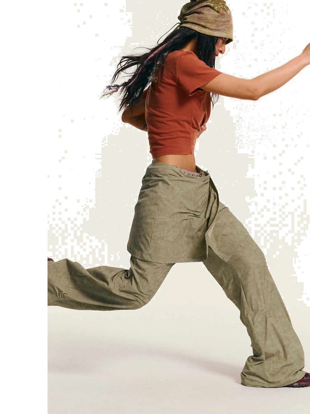 Women’s Convertible Distressed Layered Skirt Pants product image