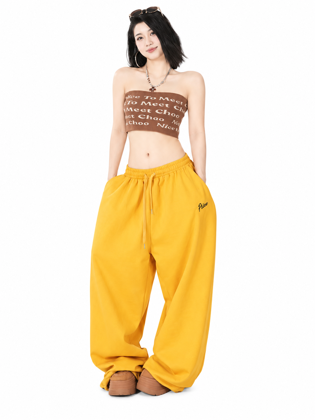 Ace Jolun. Yellow Fluid Dance Pants product view 2