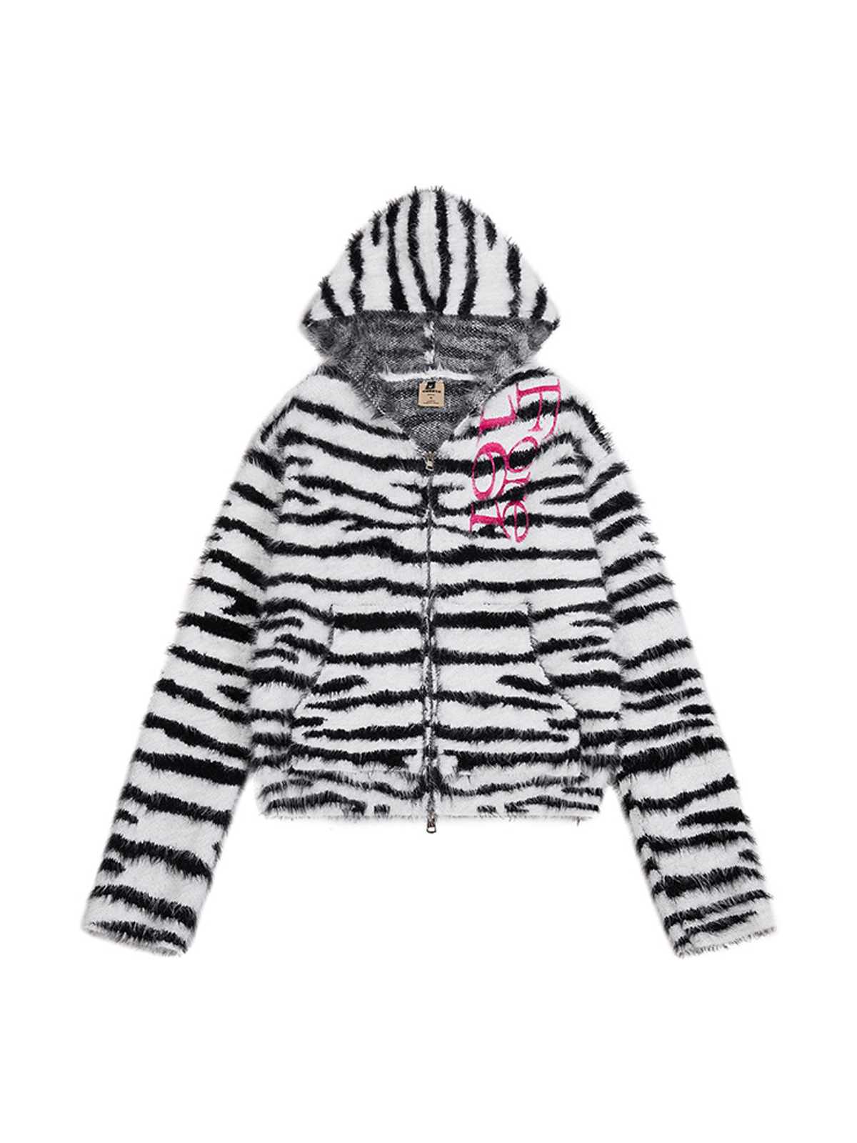 Ace Jolun. Zebra-Pattern Embroidered Knit Hoodie product view 1