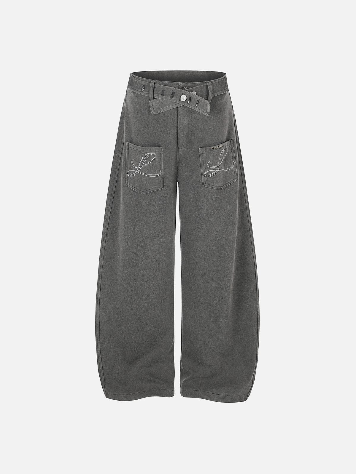 Belt Waist Baggy Barrel Pants product image 2