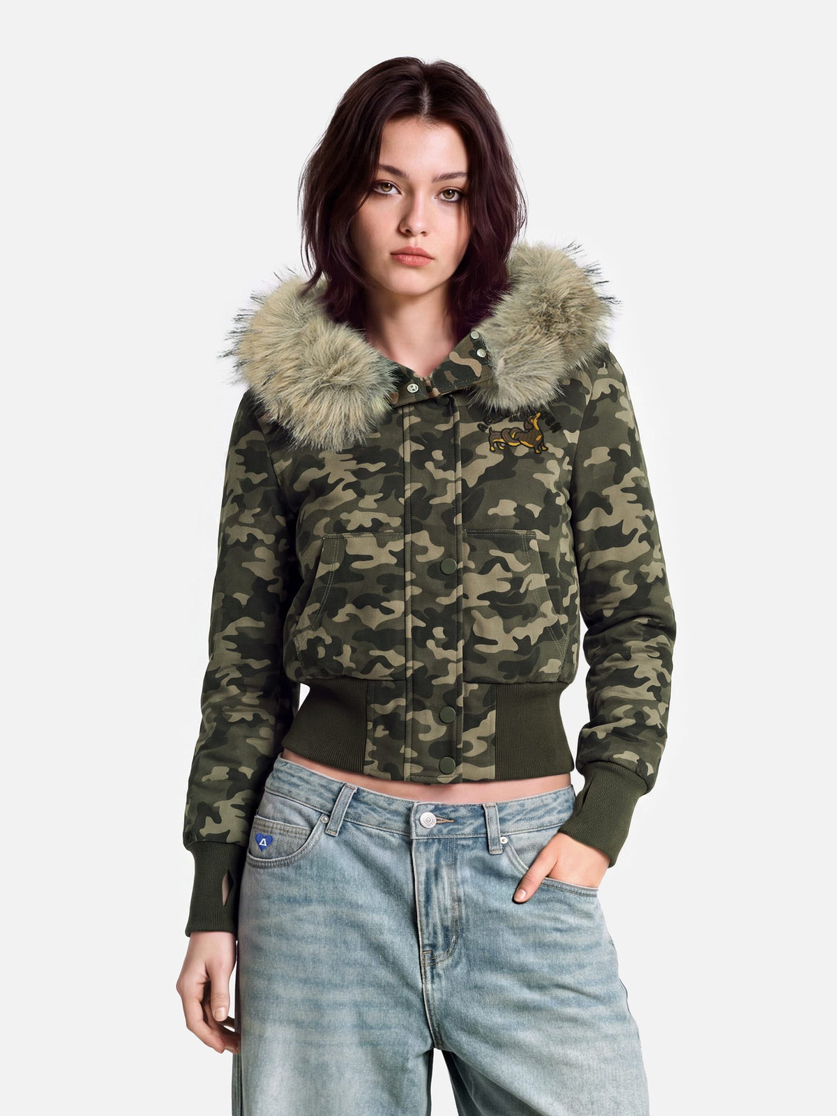 CAMO Faux Fur Zip Up Hoodie product image 1