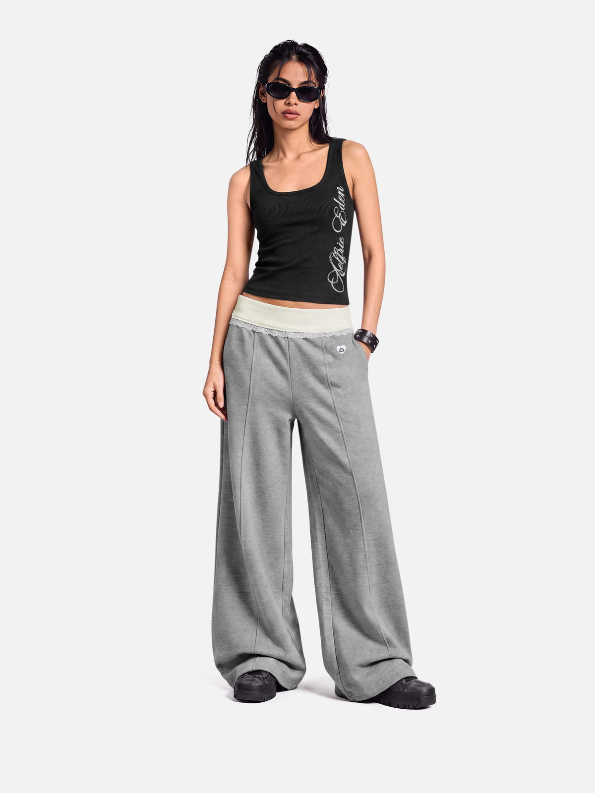 Lace Trim Baggy Sweatpants product image 4