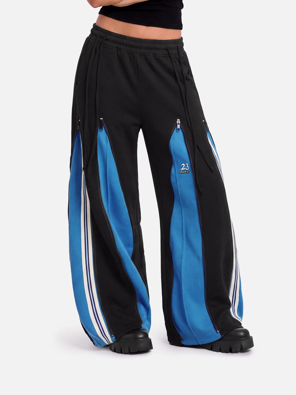 Zip Panel Stripe Baggy Sweatpants product image 1