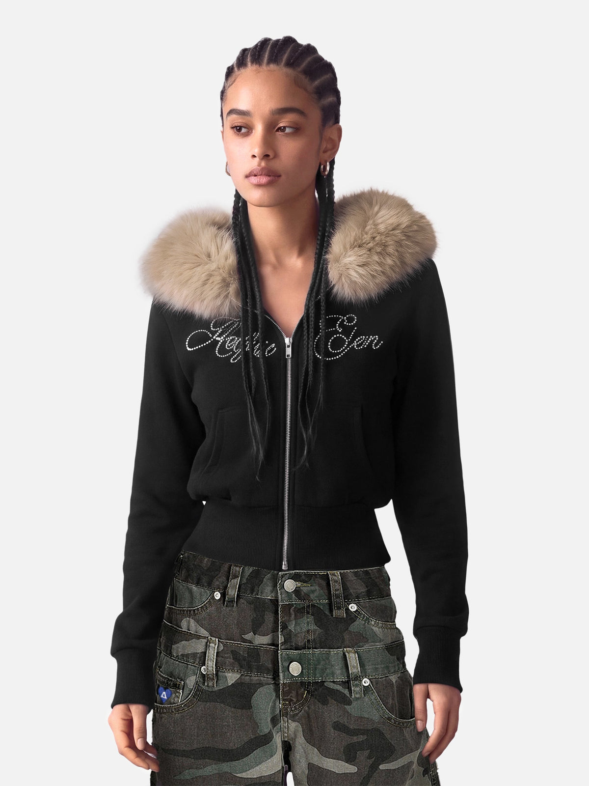 Faux Fur Zip Up Hoodie product image 1