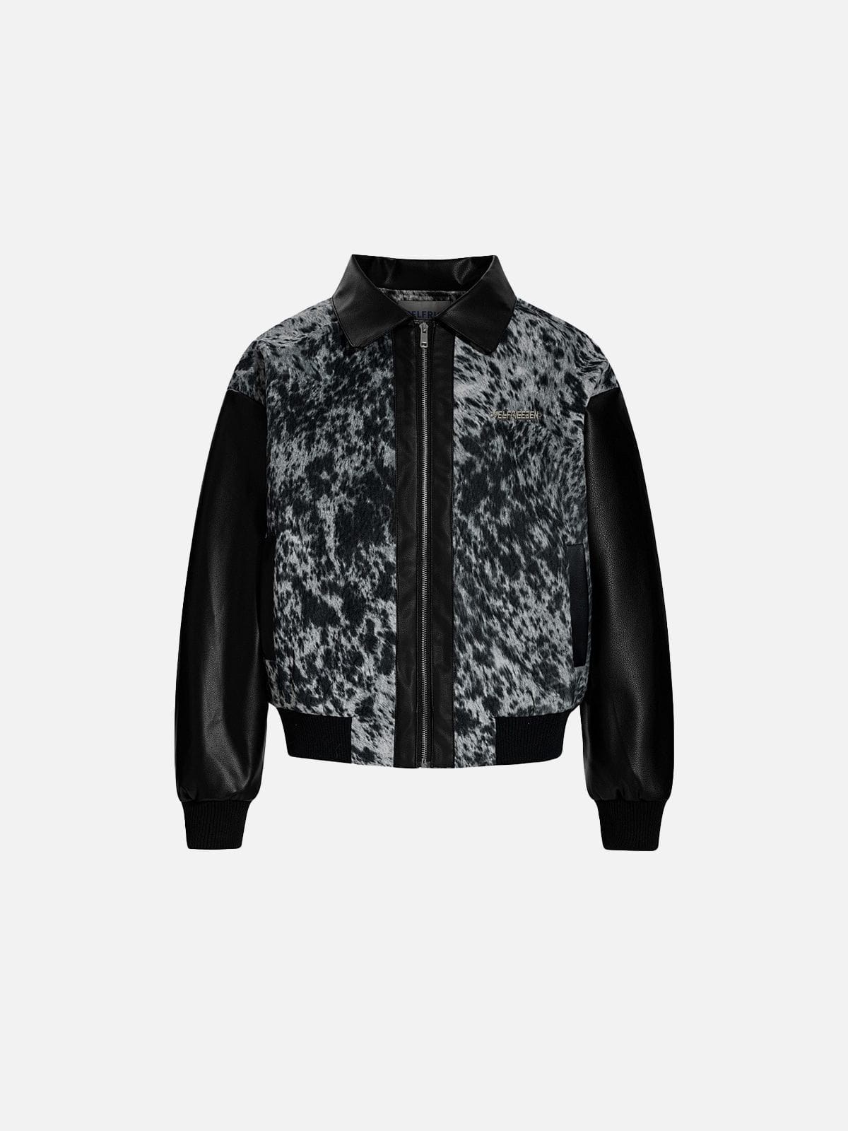 Leopard Panel Faux Leather Jacket product image 1