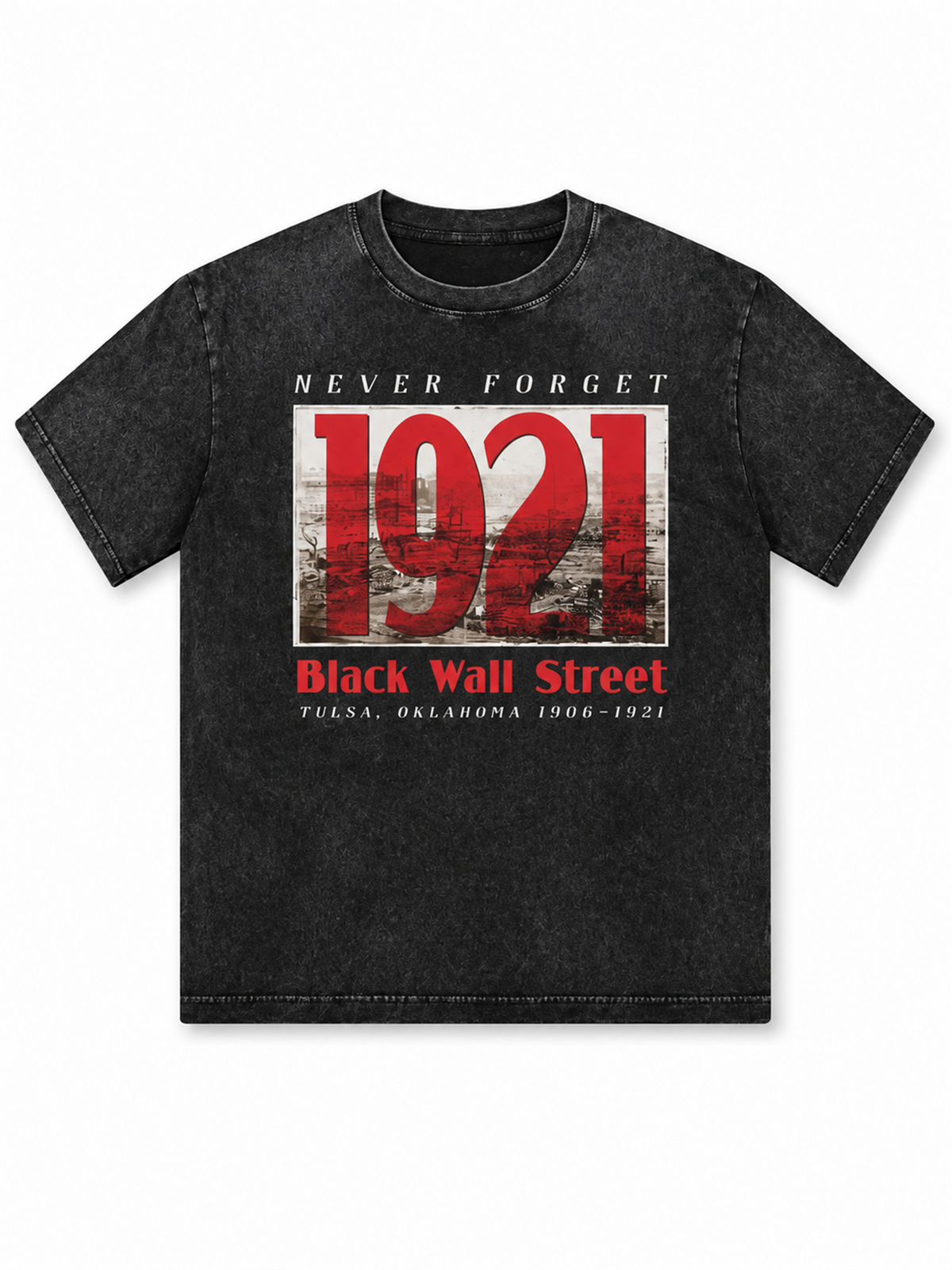 Ace Jolun. 1921 Black Wall Street Washed Tee - Washed Black