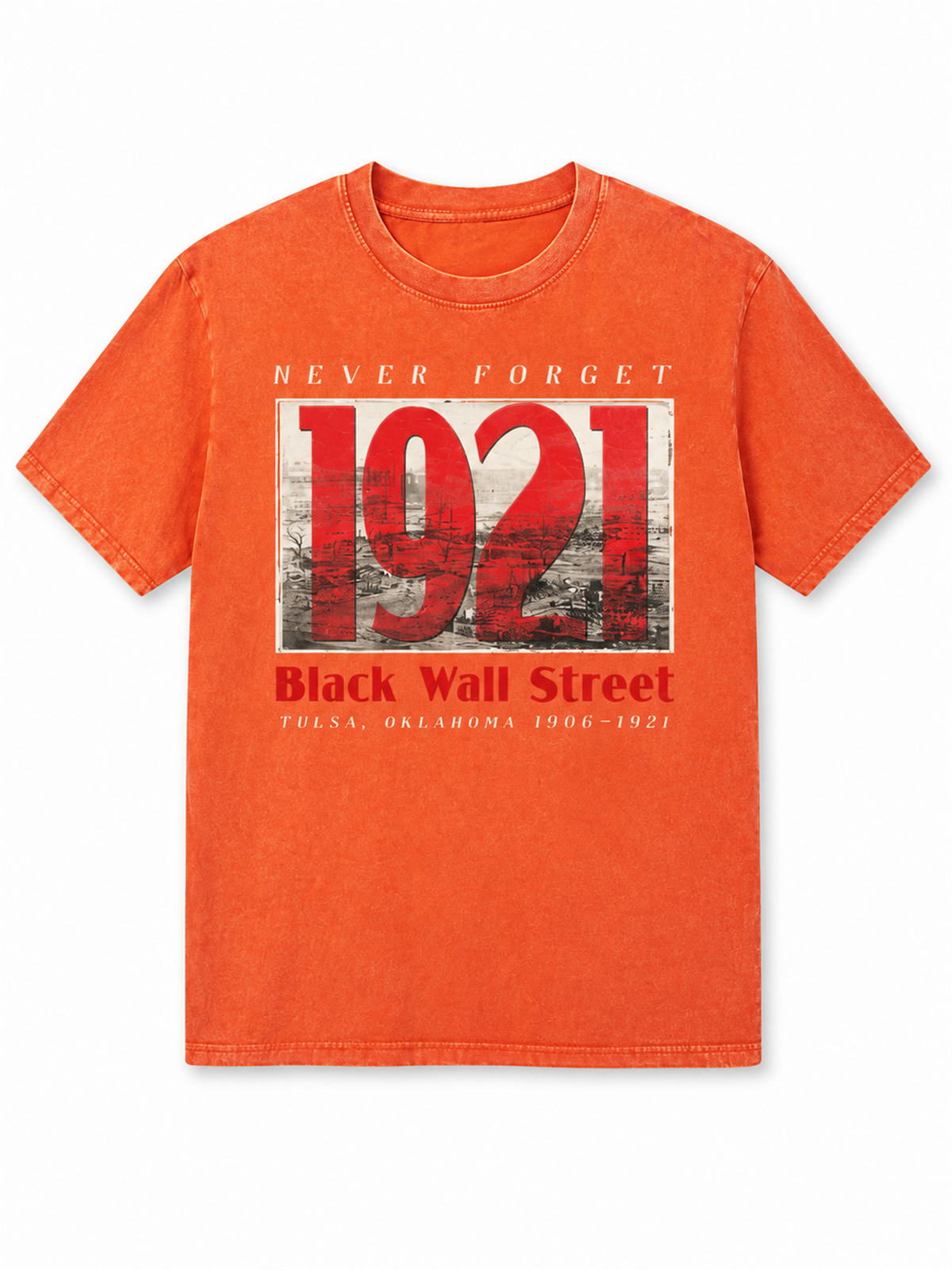 Ace Jolun. 1921 Black Wall Street Washed Tee - Washed Orange
