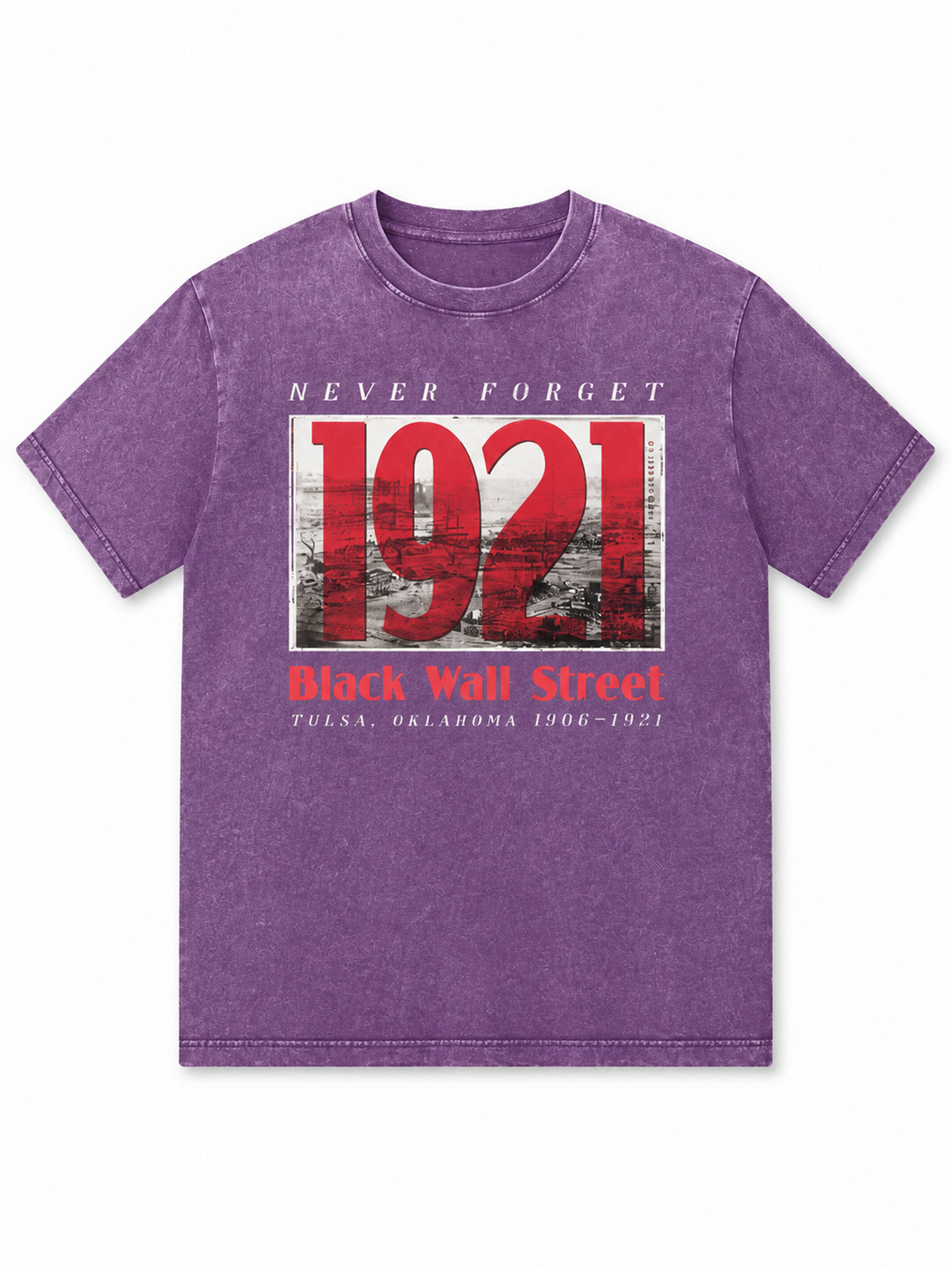 Ace Jolun. 1921 Black Wall Street Washed Tee - Washed Purple