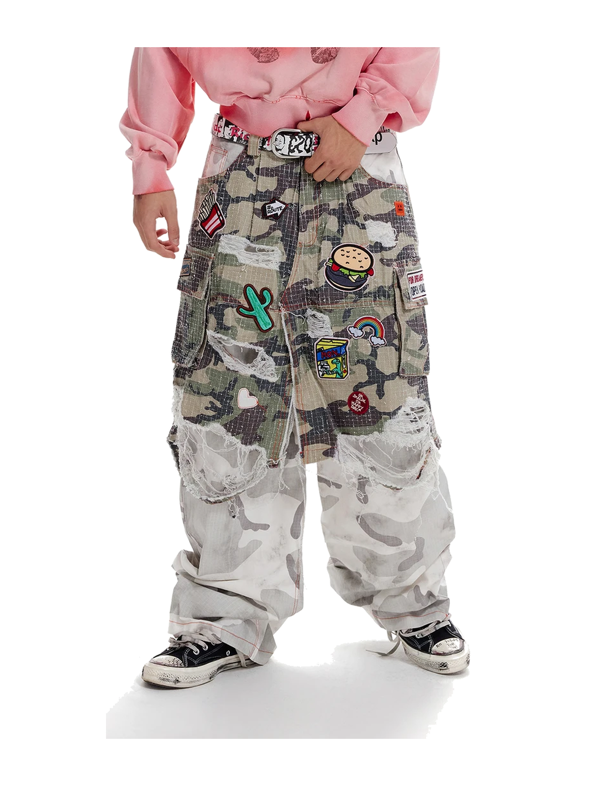 Patchwork Embroidered Camo Cargo Pants product image 2