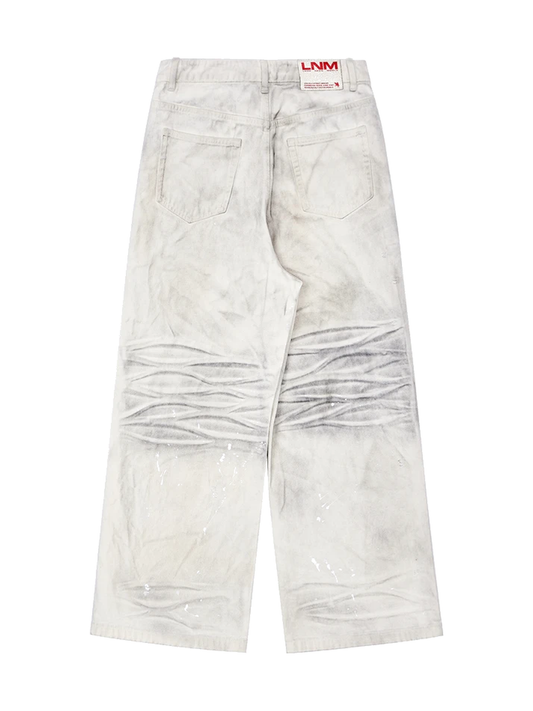 Paint-Splatter Distressed Straight-Leg Jeans product image 1