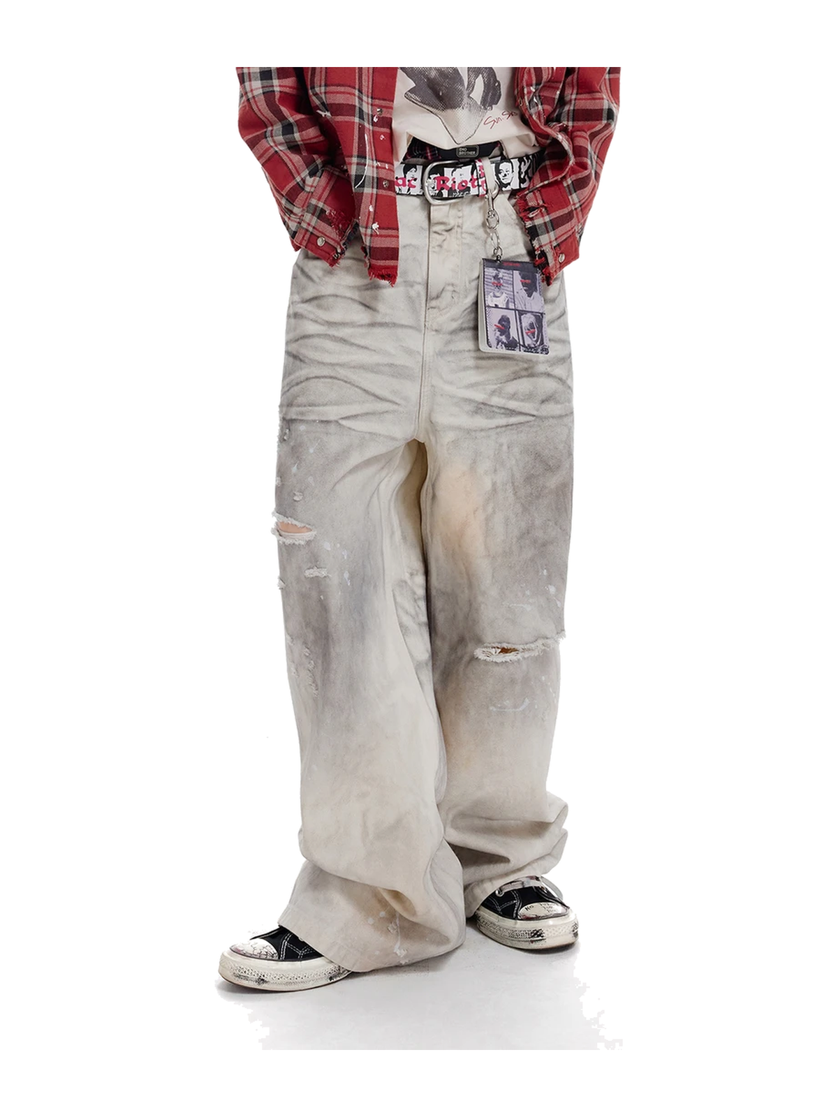 Paint-Splatter Distressed Straight-Leg Jeans product image 3