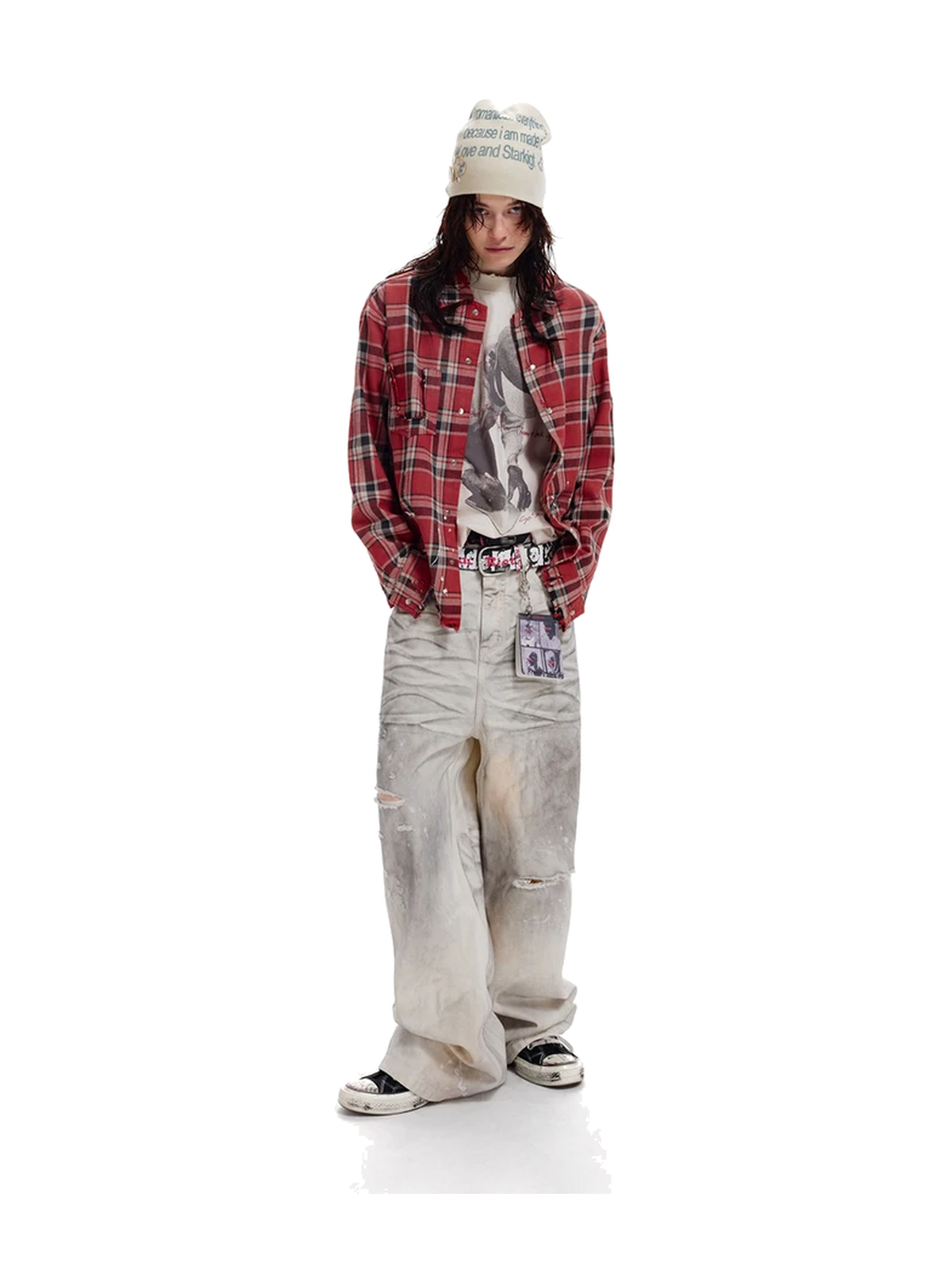 Paint-Splatter Distressed Straight-Leg Jeans product image 5