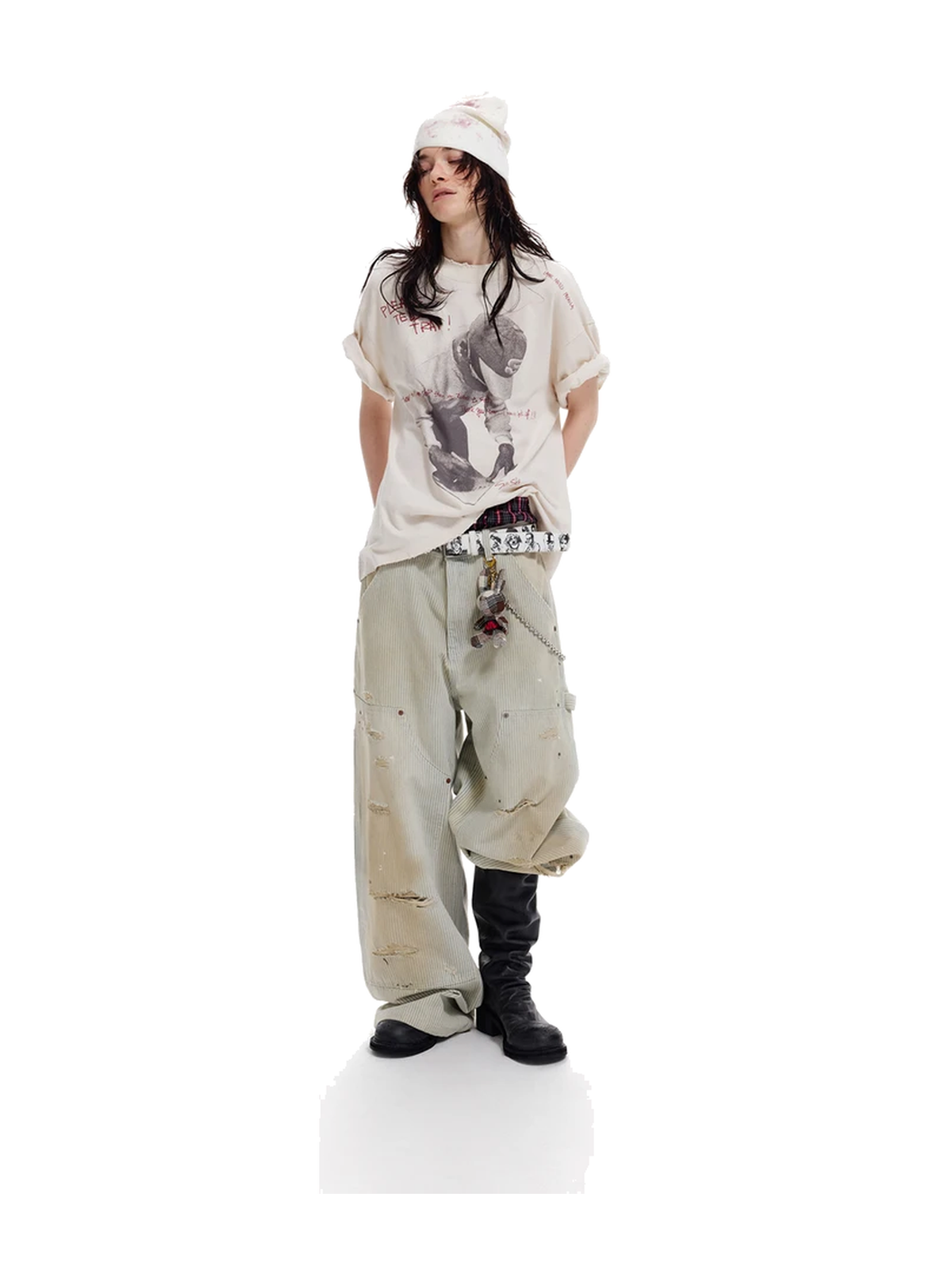 Striped Lumberjack Distressed Jeans product image 4