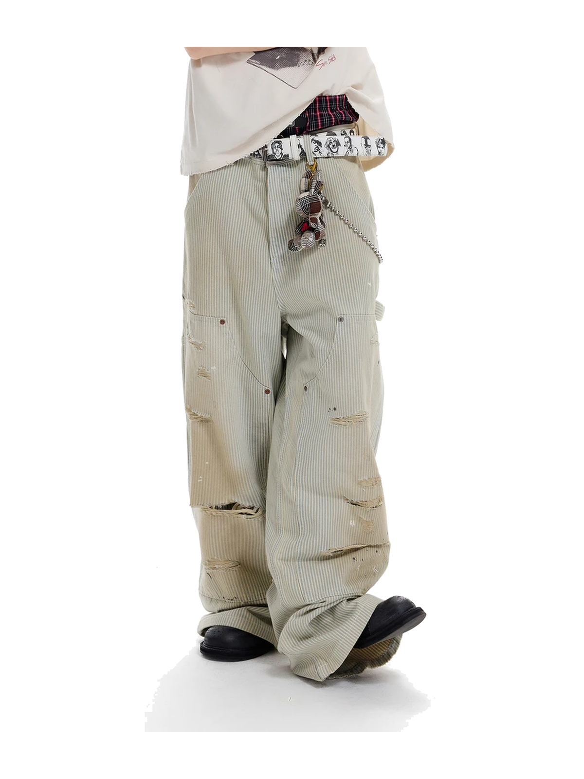 Striped Lumberjack Distressed Jeans product image 5