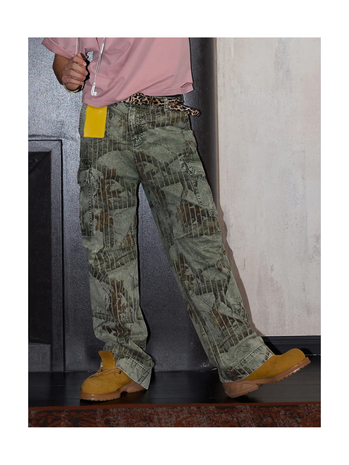 Forest Camo Wide-Leg Cargo Pants product image 1