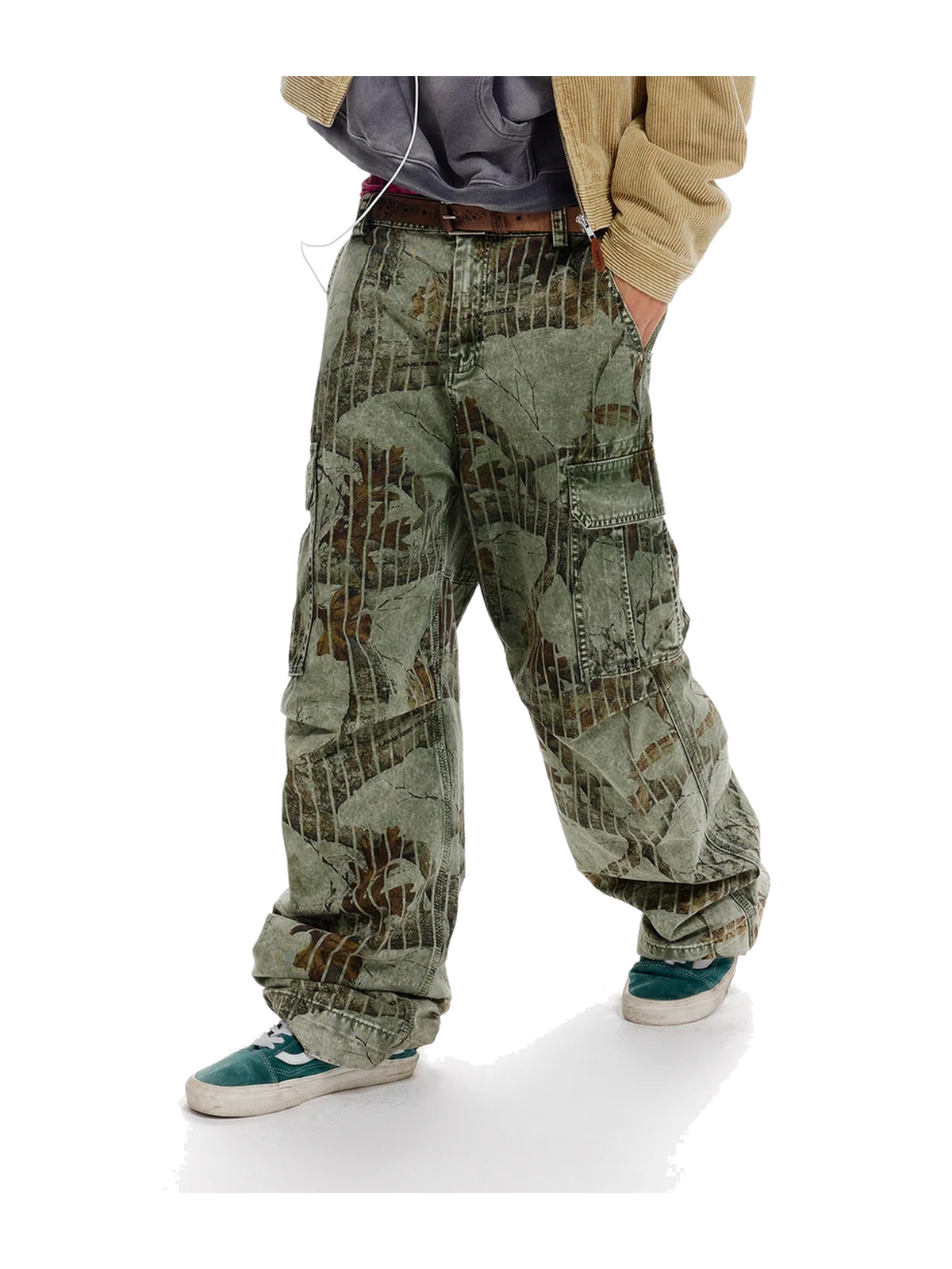 Forest Camo Wide-Leg Cargo Pants product image 2