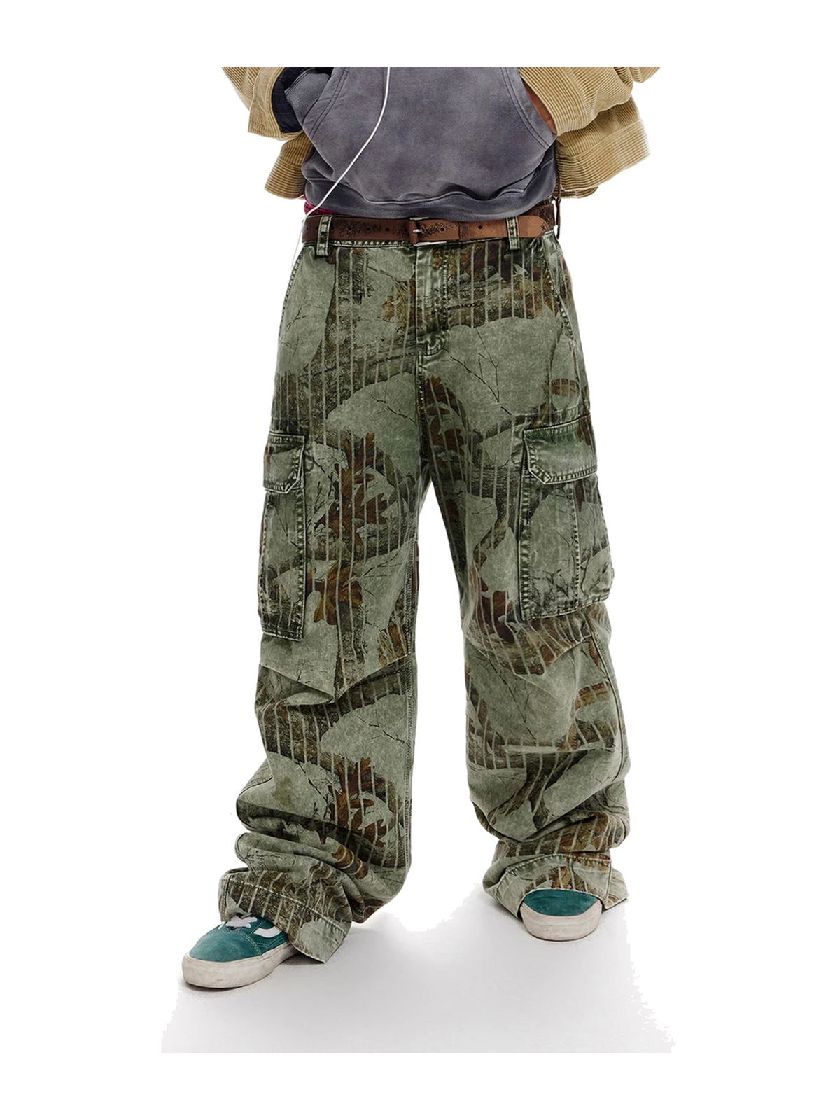 Forest Camo Wide-Leg Cargo Pants product image 3