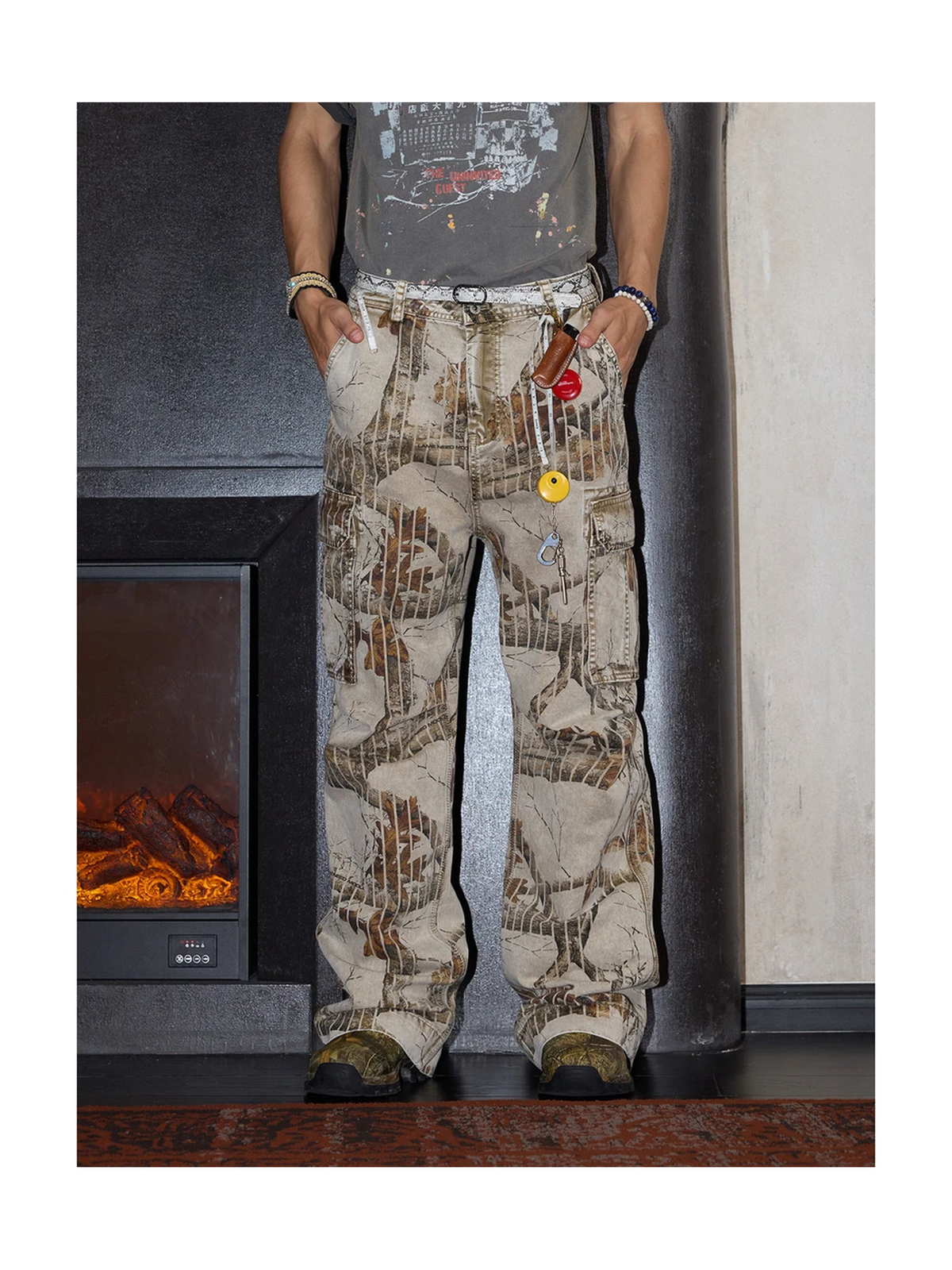 Artisan-Dyed Camo Multi-Pocket Cargo Pants product image 1