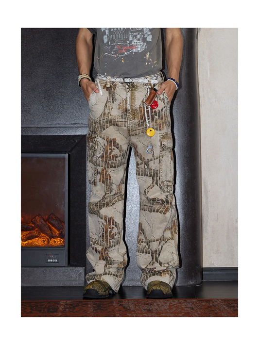 Artisan-Dyed Camo Multi-Pocket Cargo Pants product image 1