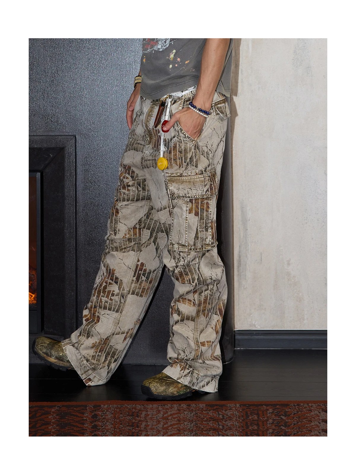 Artisan-Dyed Camo Multi-Pocket Cargo Pants product image 5