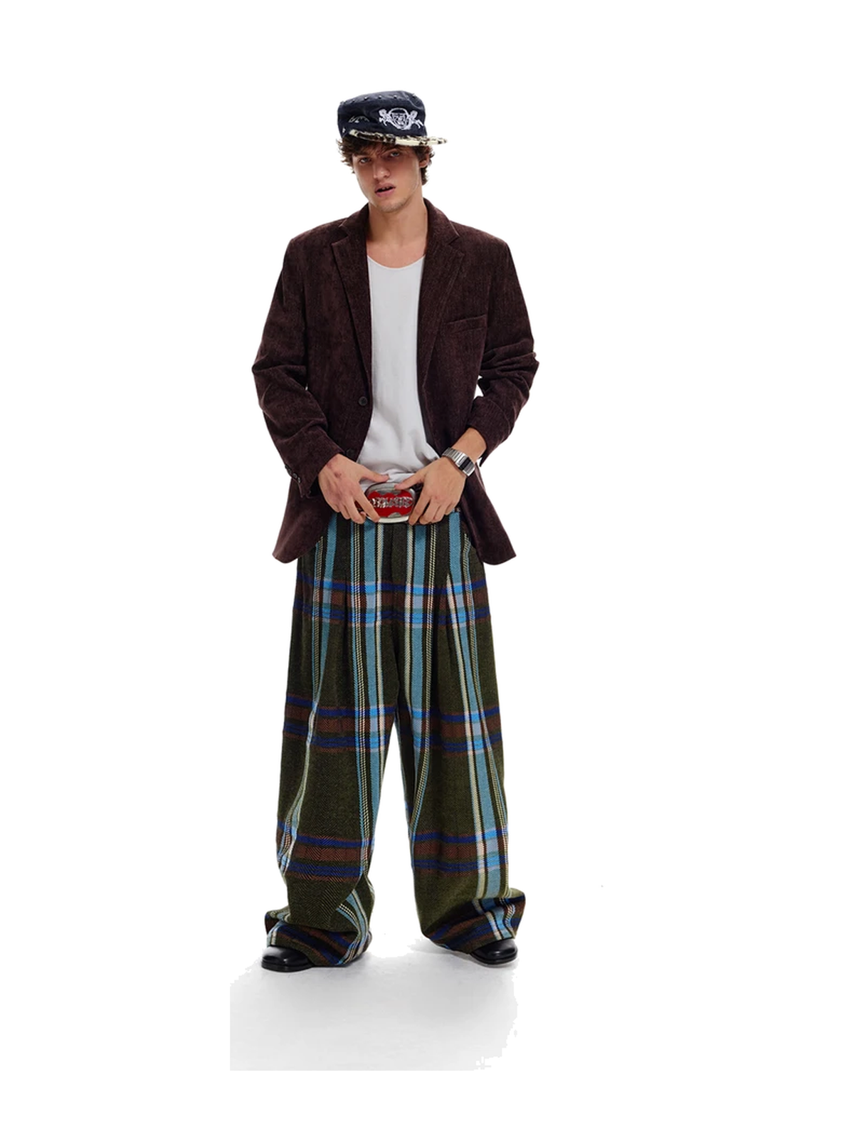 Textured Plaid Wide-Leg Trousers product image 4