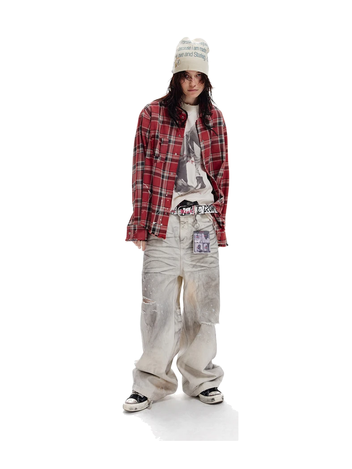 Gradient Distressed Red Plaid Shirt product image 3