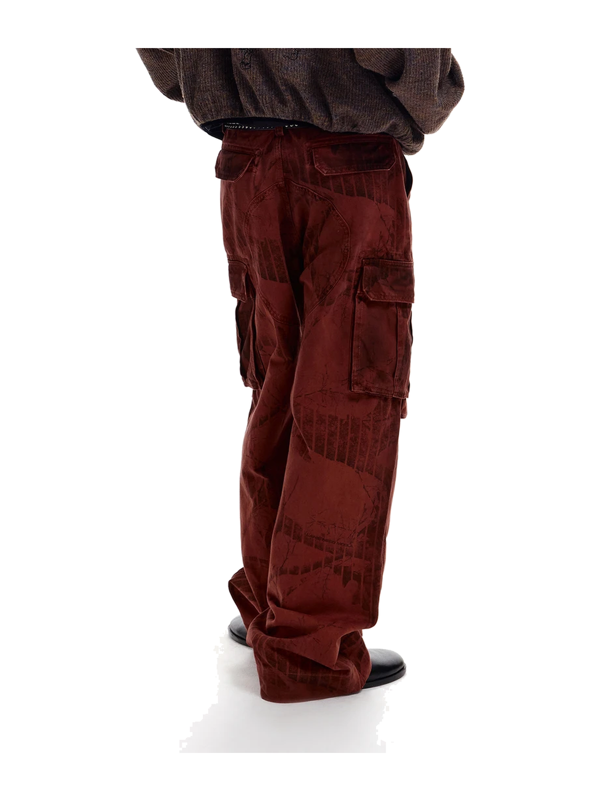 Red Tree-Camo Wide-Leg Cargo Pants product image 2