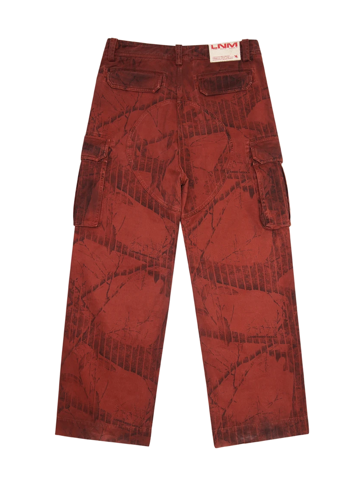 Red Tree-Camo Wide-Leg Cargo Pants product image 3