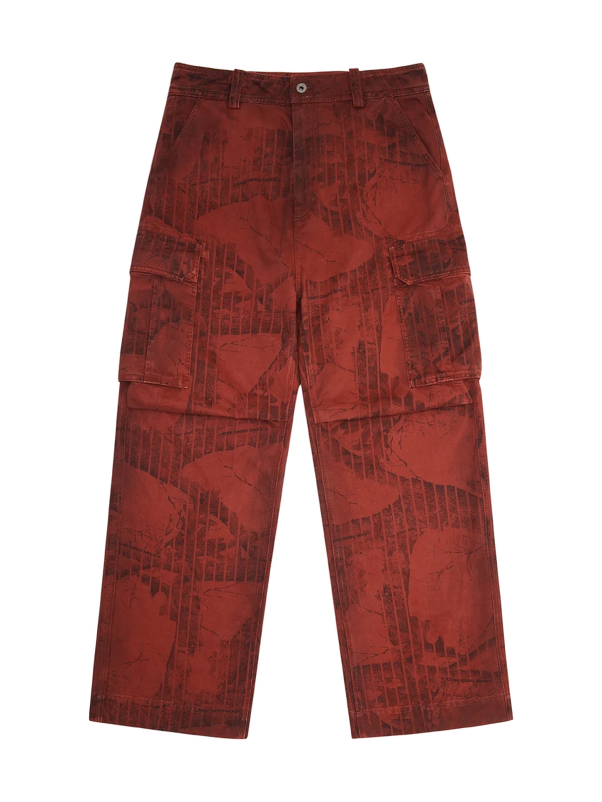 Red Tree-Camo Wide-Leg Cargo Pants product image 5
