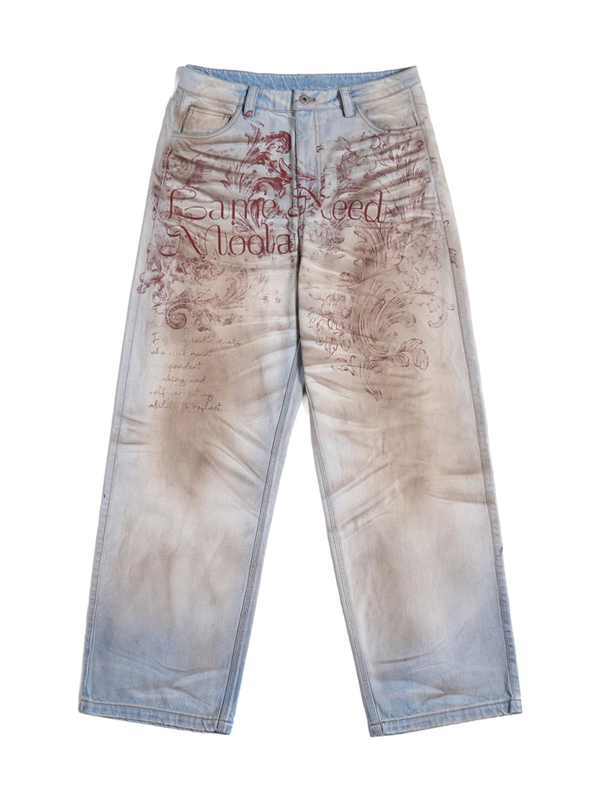 Floral Print Distressed Wide-Leg Jeans product image 2