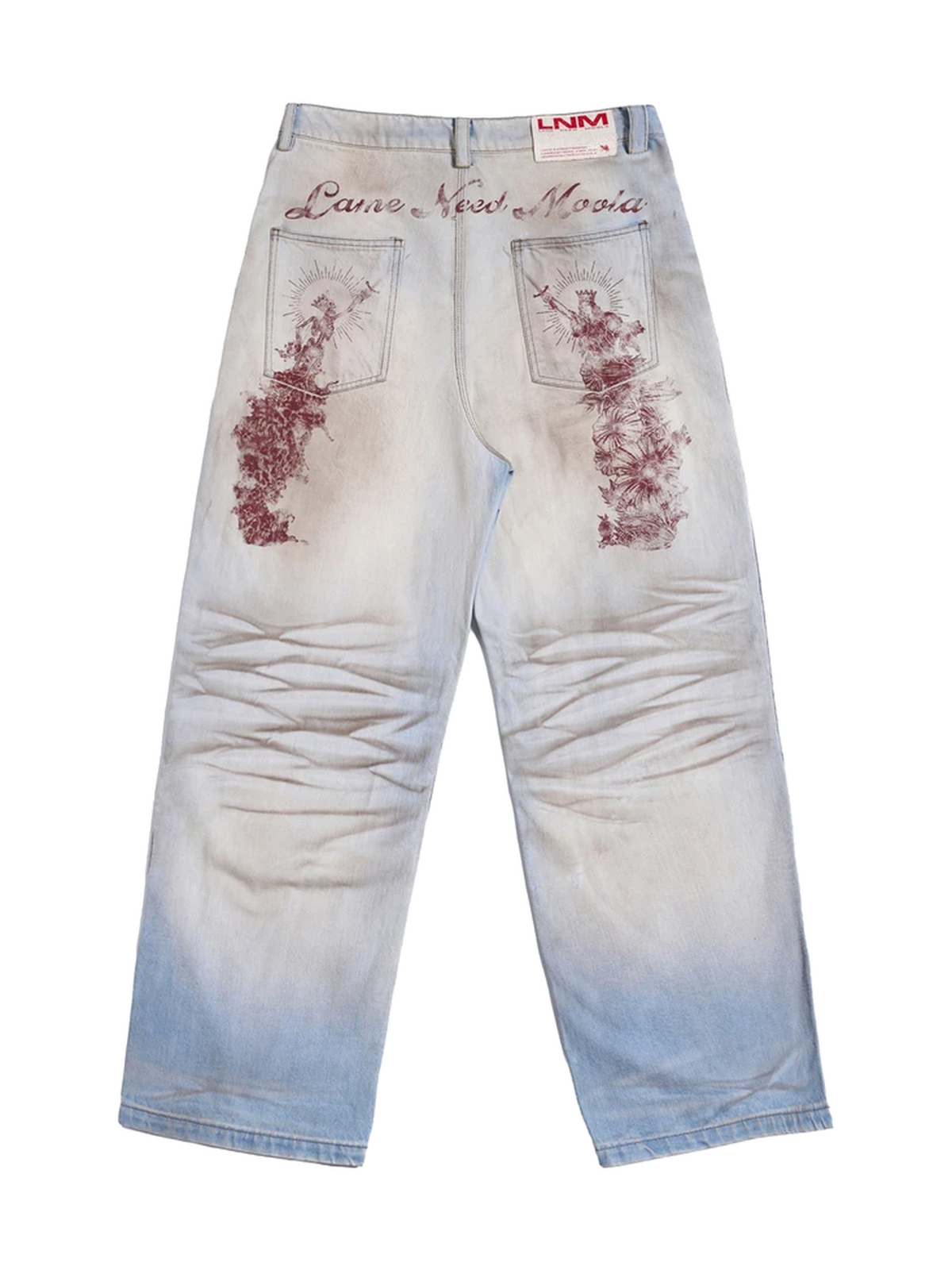 Floral Print Distressed Wide-Leg Jeans product image 4