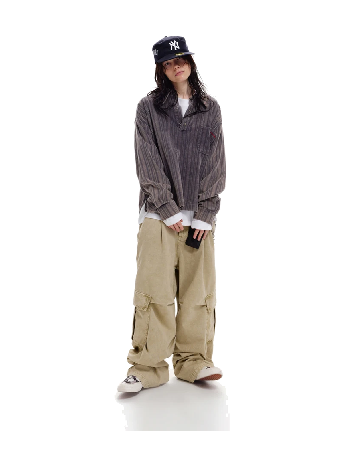 Snow-Wash Wide-Leg Cargo Pants product image 1