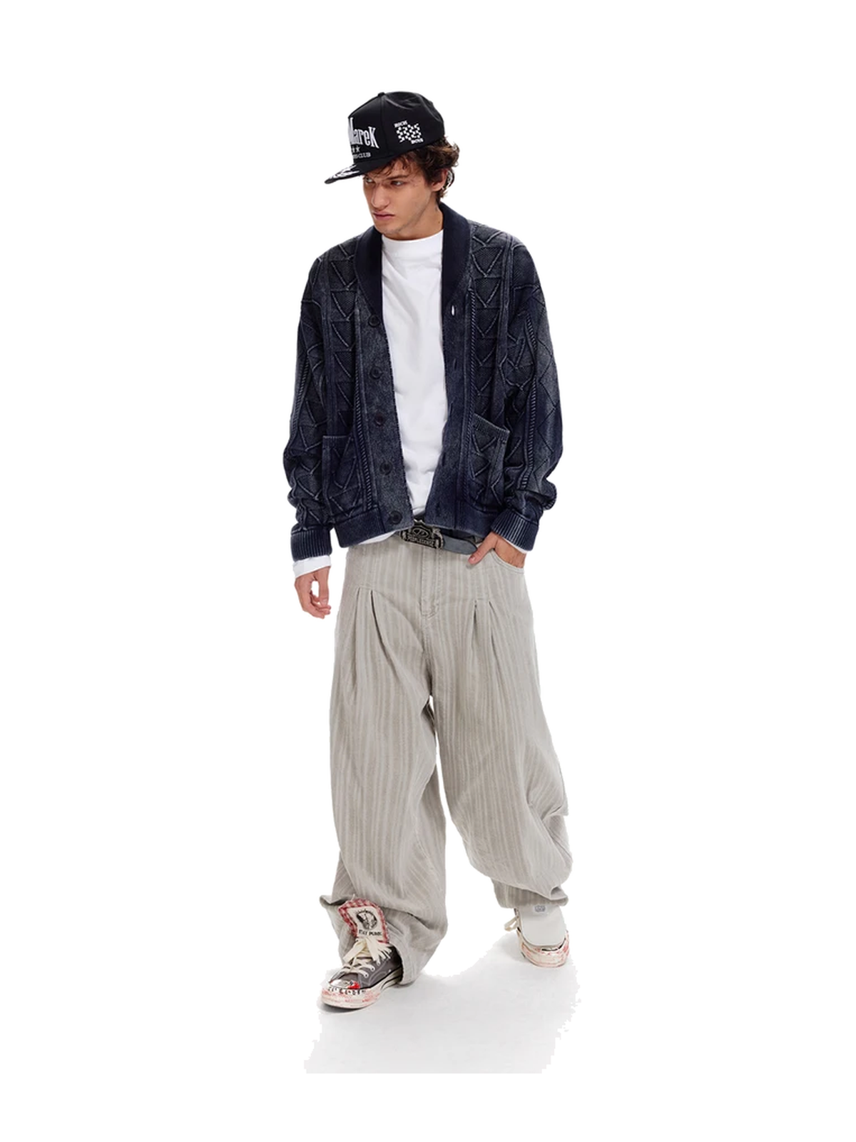 Distressed Cable-Knit Layered Cardigan product image 2