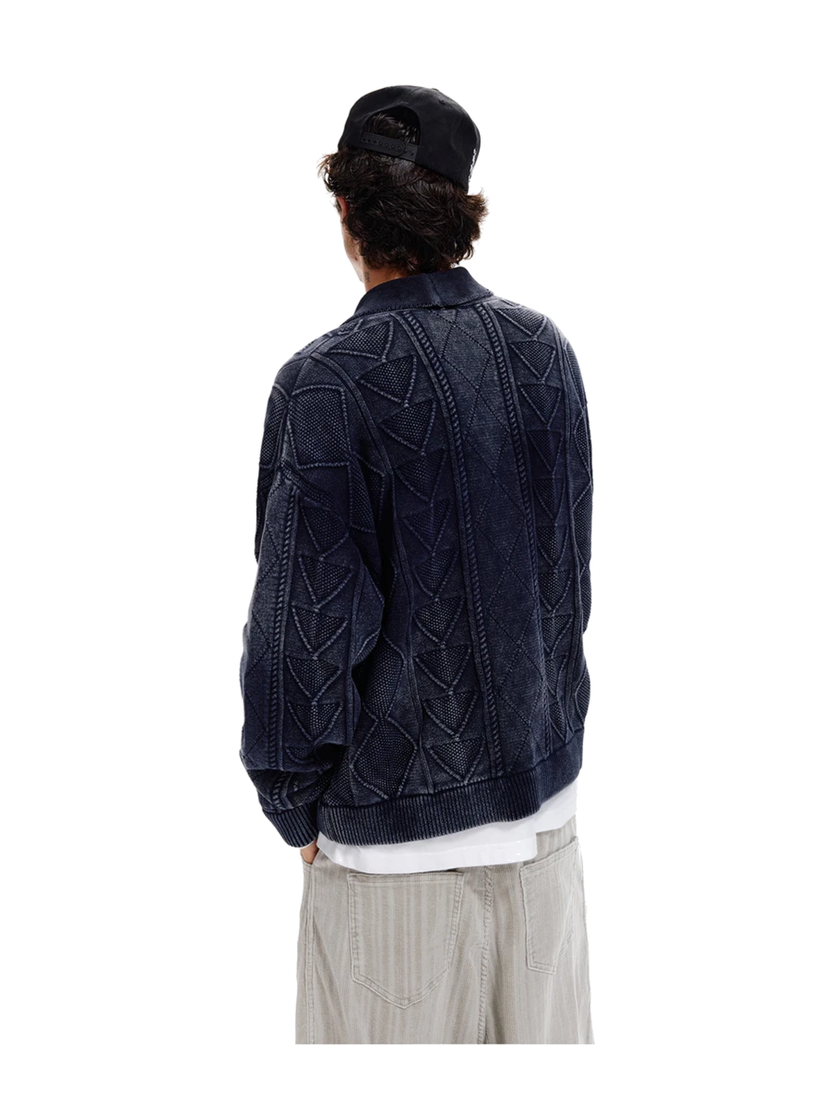 Distressed Cable-Knit Layered Cardigan product image 4