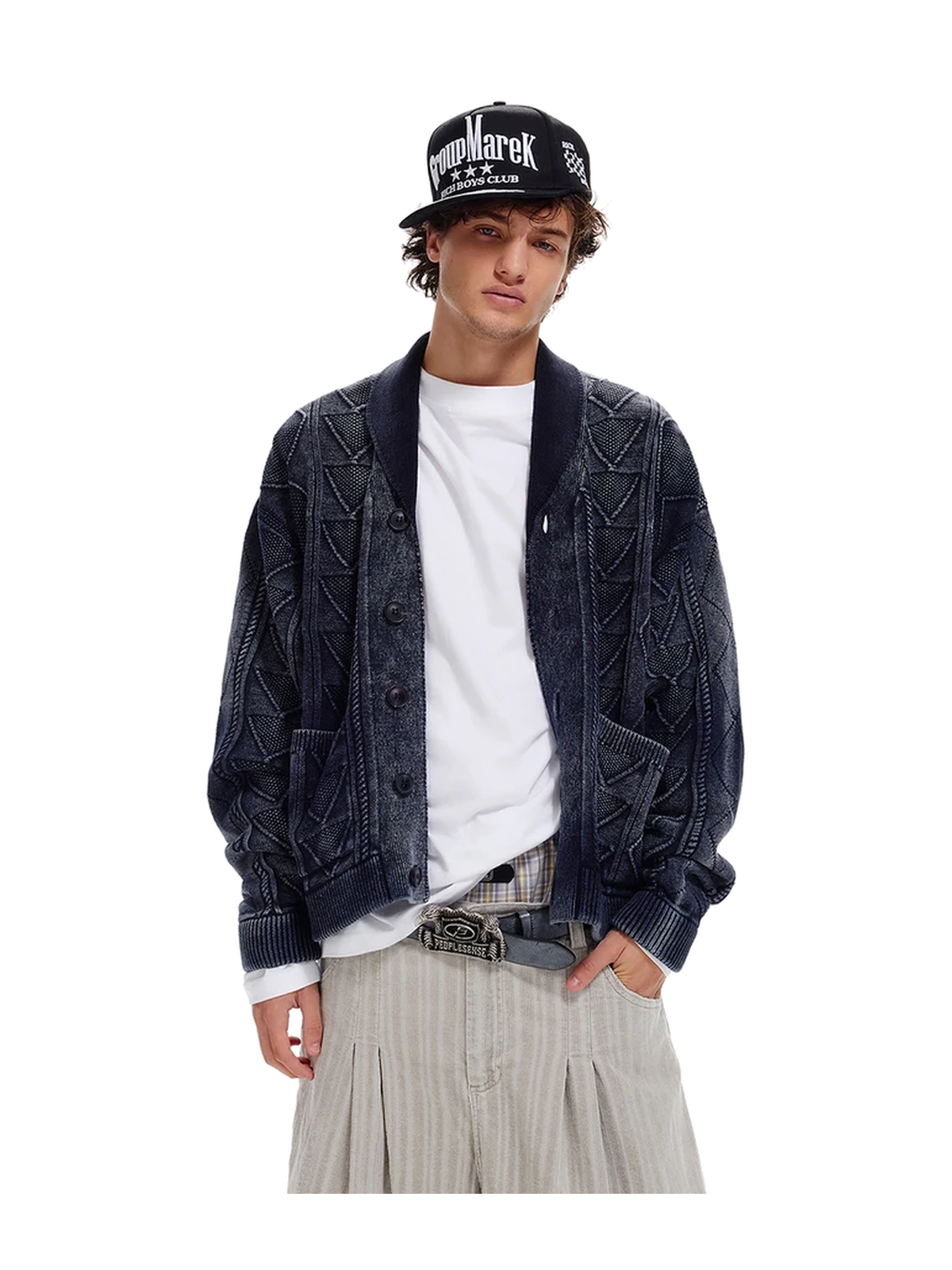 Distressed Cable-Knit Layered Cardigan product image 5
