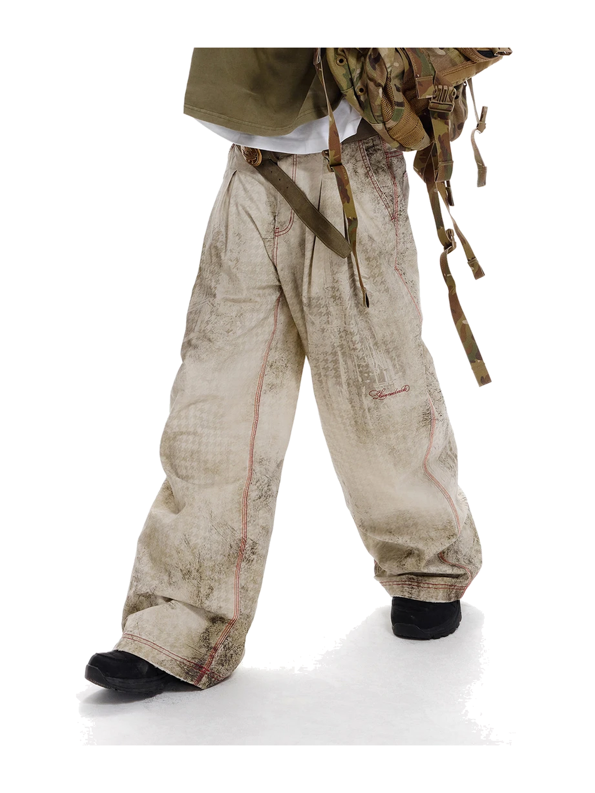 Distressed Houndstooth Pleated Cargo Pants product image 2
