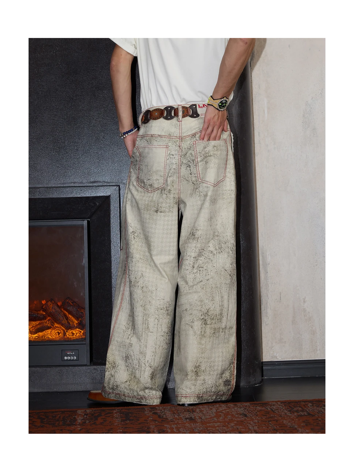 Distressed Houndstooth Pleated Cargo Pants product image 5