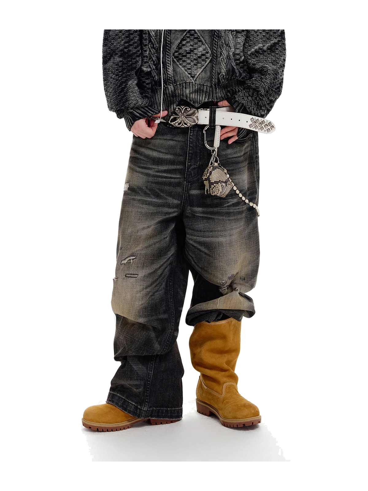 13 oz Distressed Black Jeans product image 2