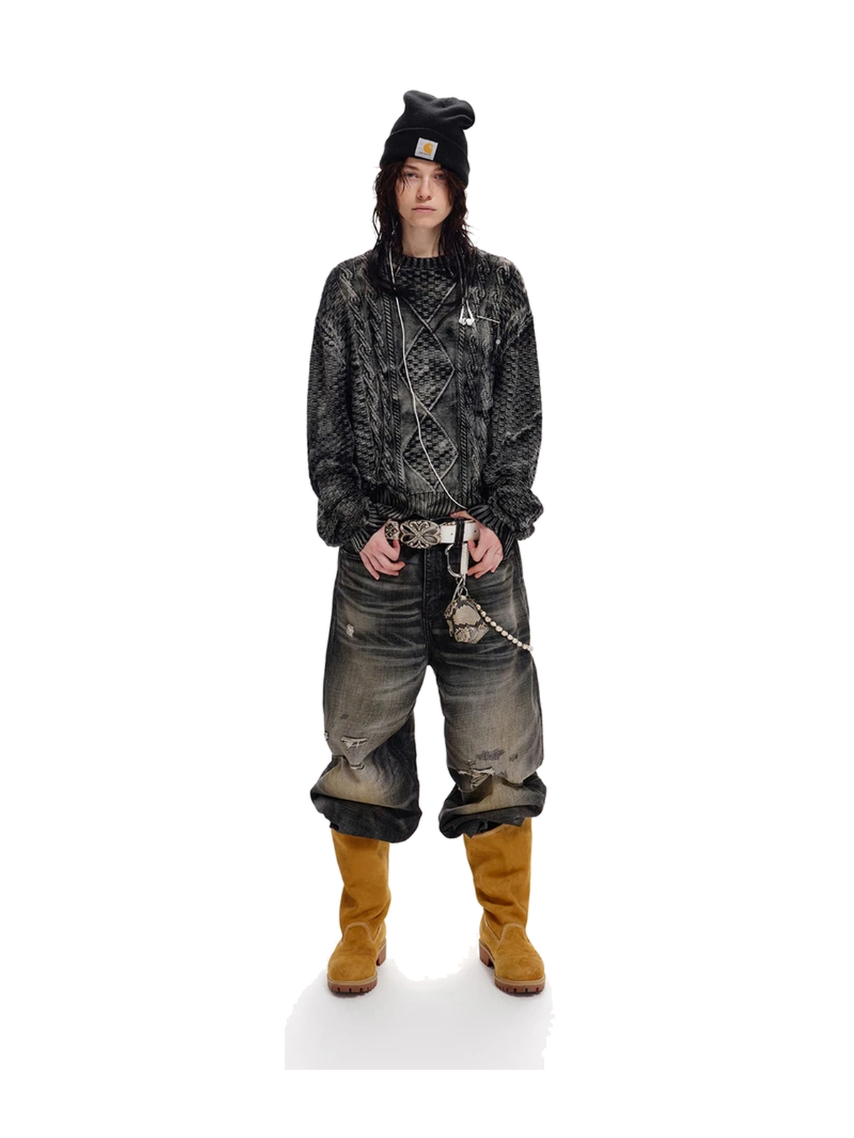 Distressed Cropped Jacquard Sweater product image 4