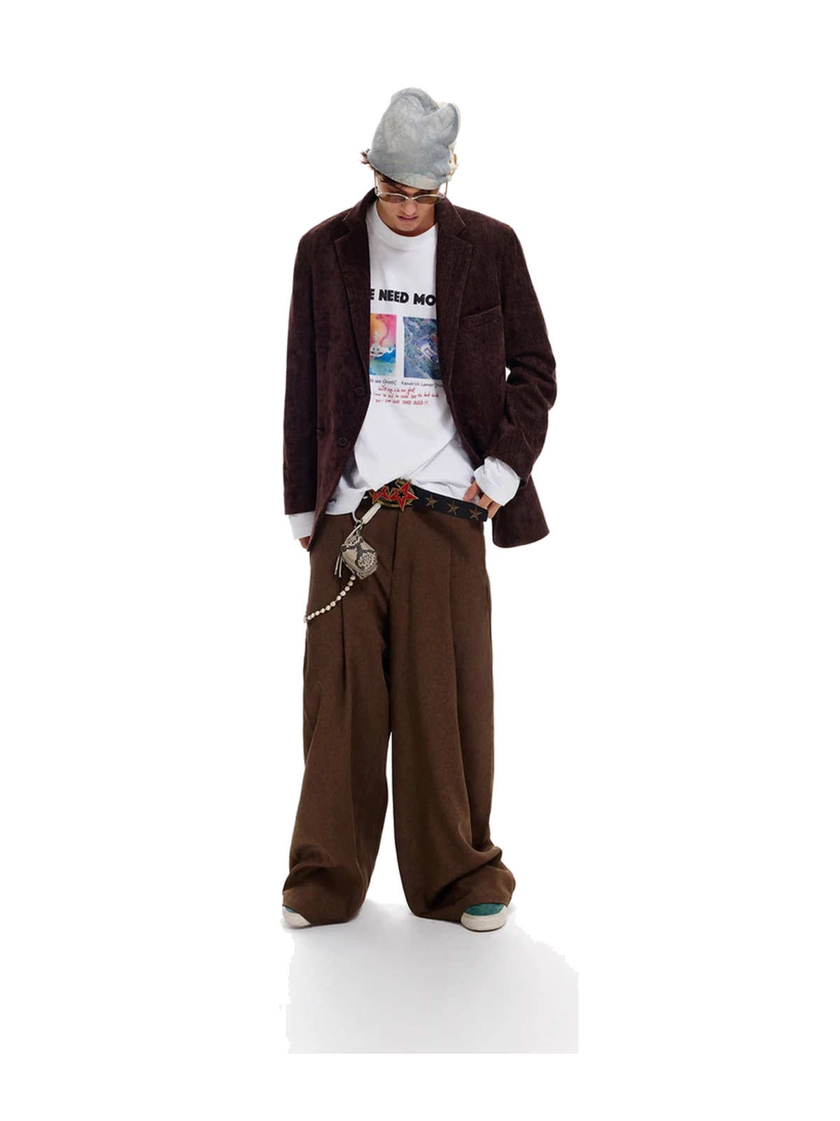 Textured Dark-Brown Wide-Leg Trousers product image 2