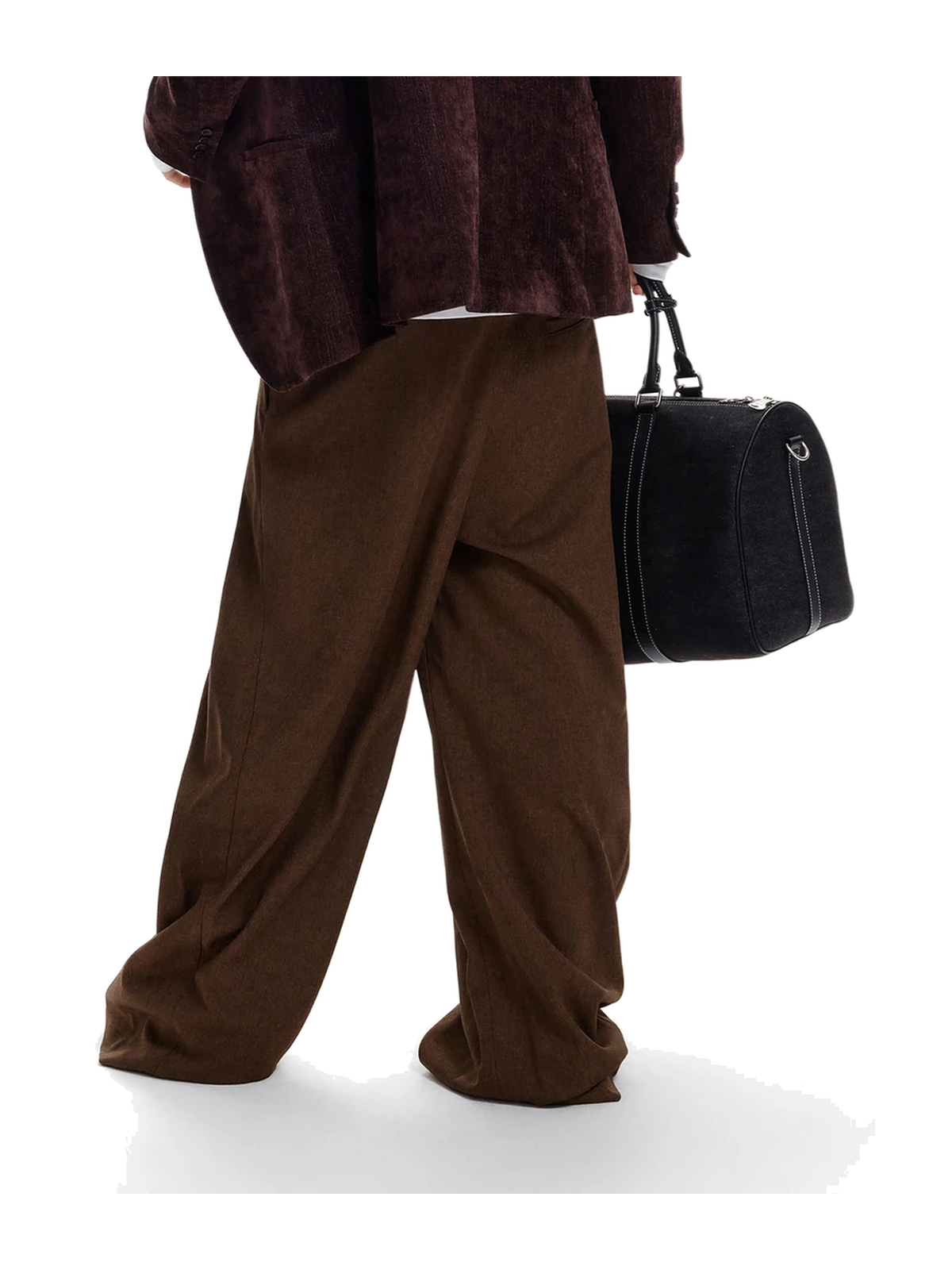 Textured Dark-Brown Wide-Leg Trousers product image 5