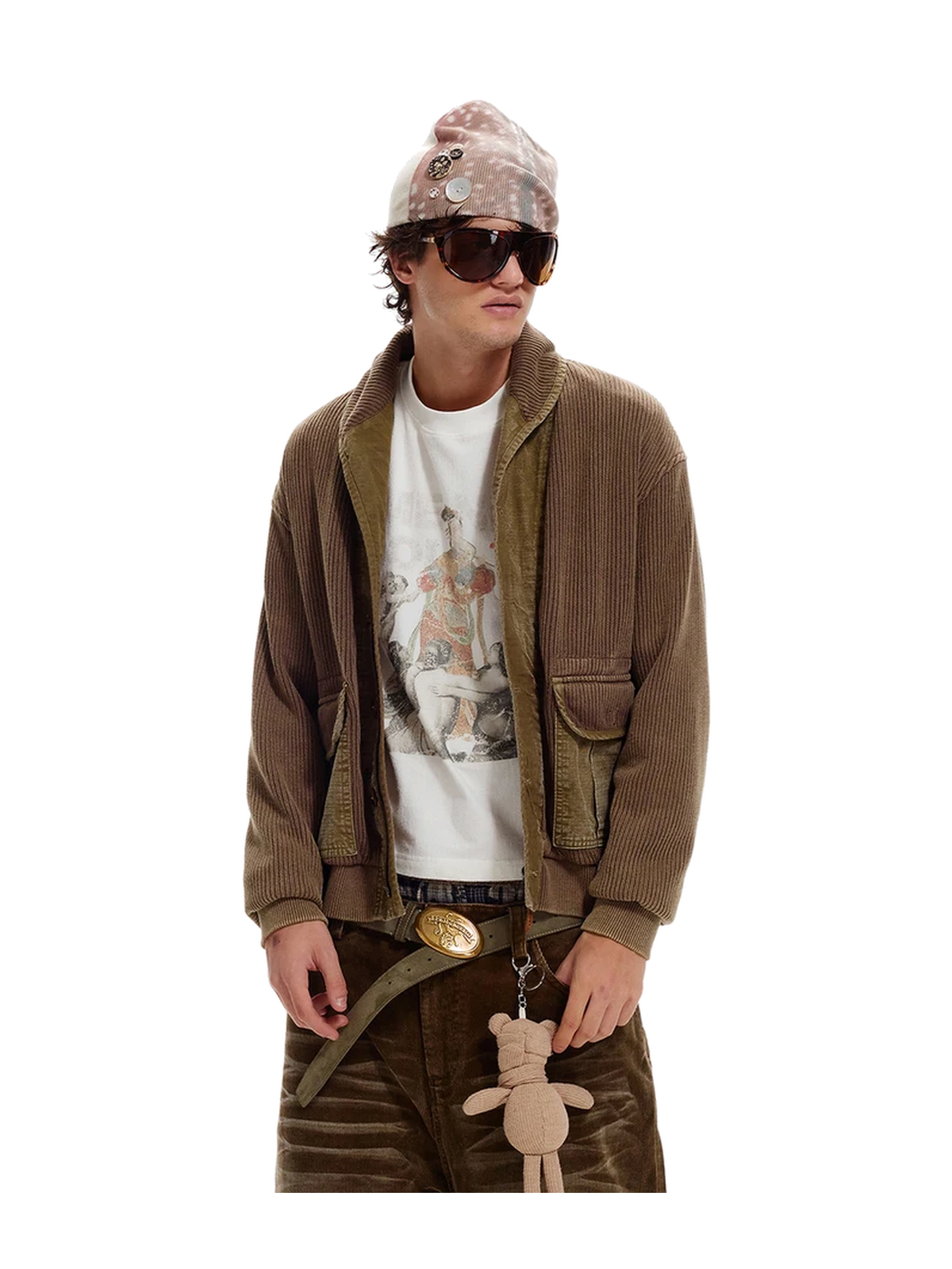 Plaid-Panel Knit-Collar Cardigan Jacket product image 2